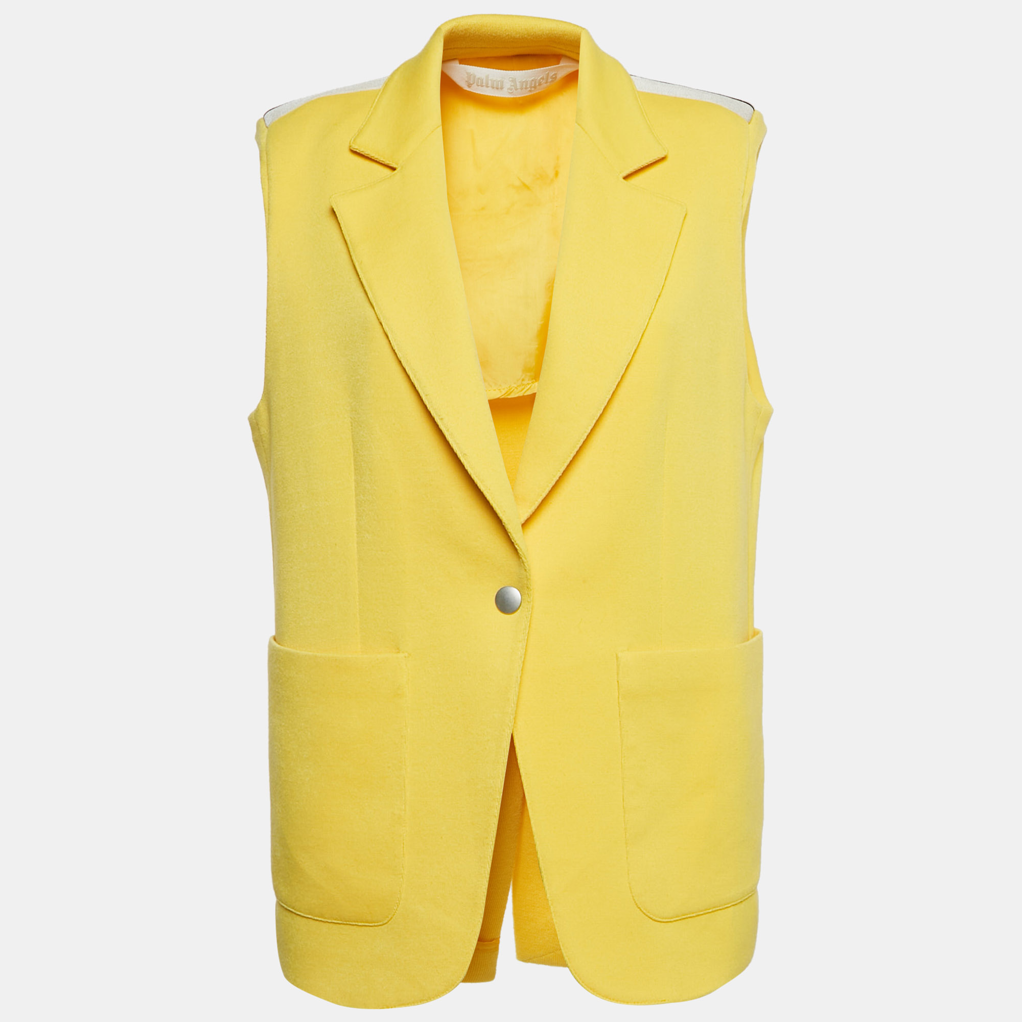 Pre-owned Palm Angels Yellow Cotton Blend Knit Sleeveless Jacket M