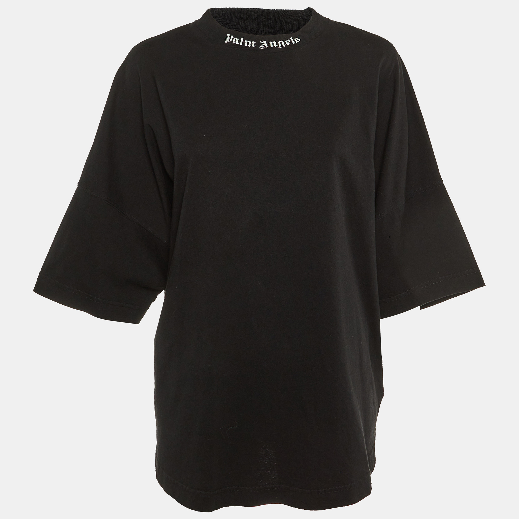 

Palm Angels Black Logo Print Cotton Crew Neck Oversized T-Shirt M