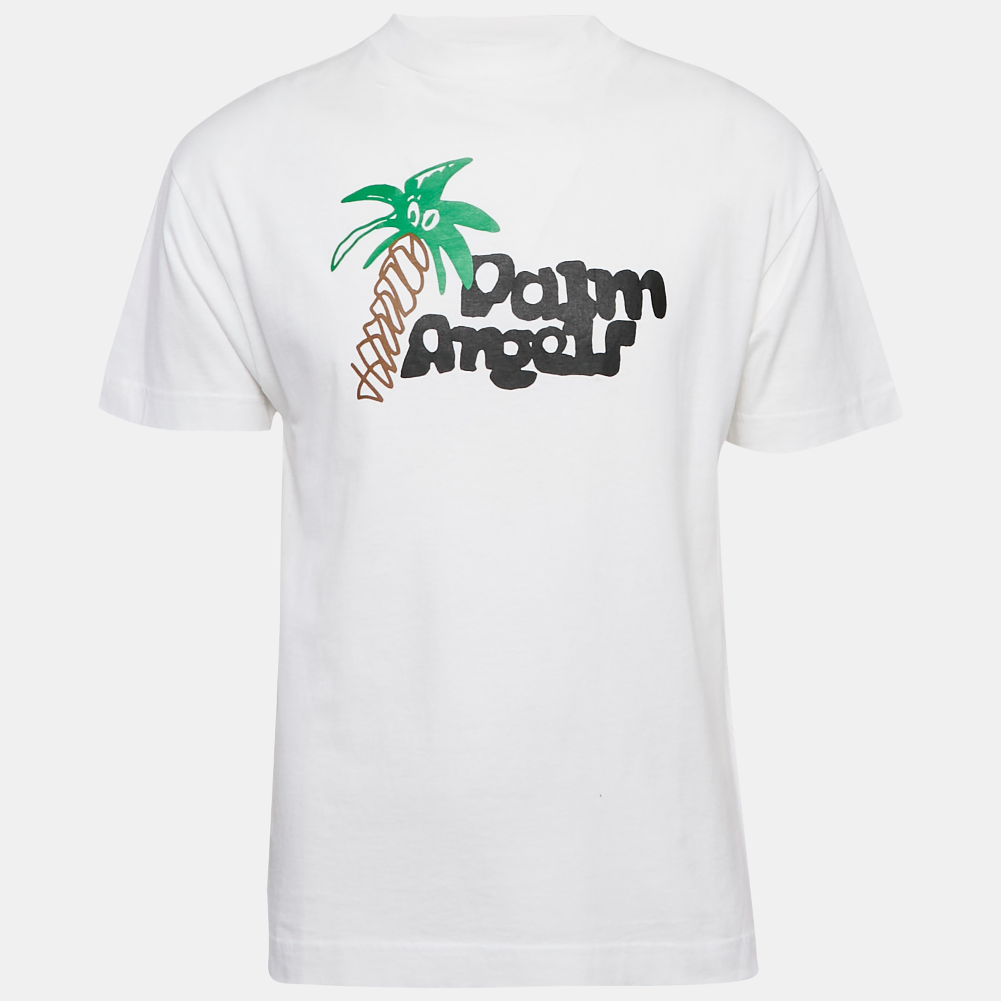 

Palm Angels White Printed Jersey Crewneck T-Shirt S