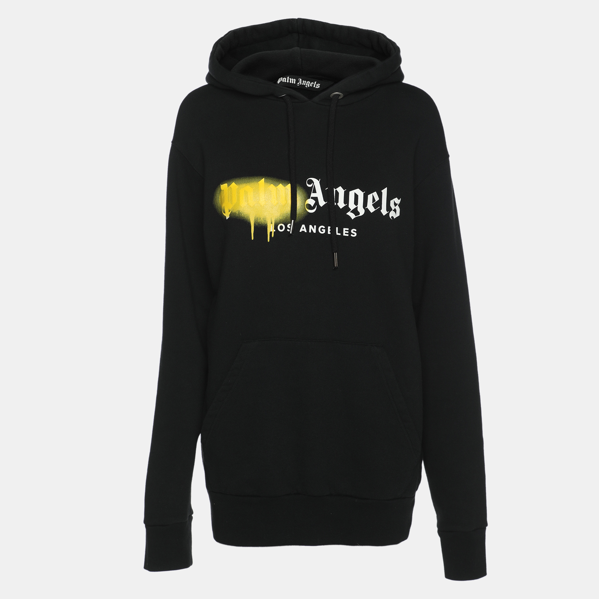 

Palm Angels Black Cotton Knit Sprayed Logo Hoodie