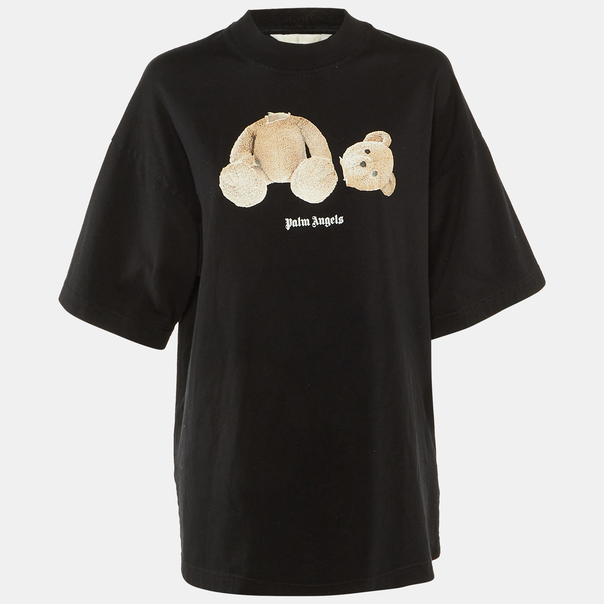 

Palm Angels Black Bear Print Cotton Oversized T-Shirt M