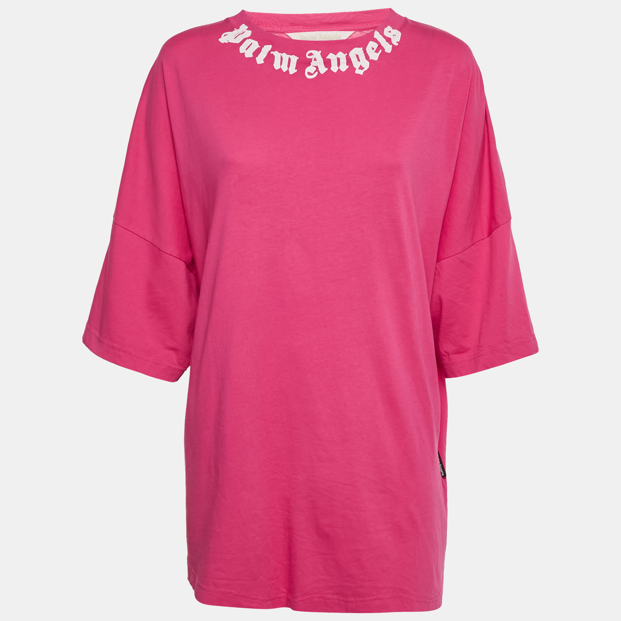 

Palm Angels Pink Logo Print Cotton Oversized Shirt L