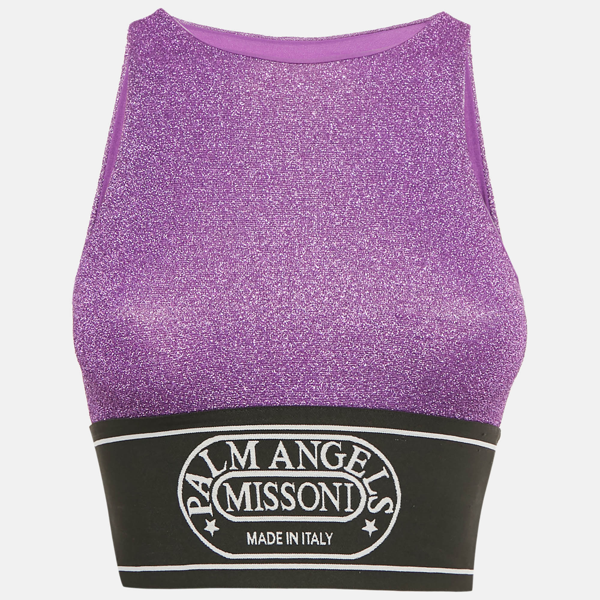 

Palm Angels X Missoni Purple Lurex Knit Logo Band Cropped Top S