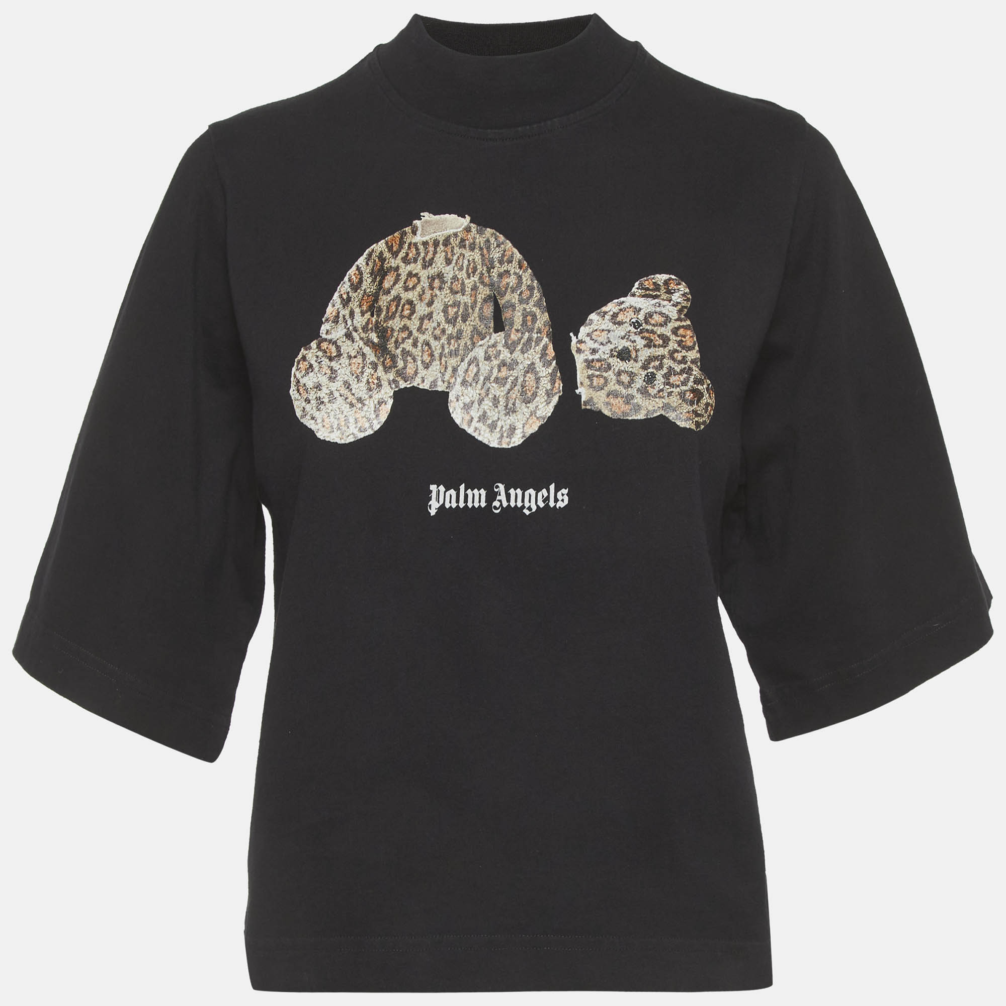 

Palm Angels Black Teddy Print Jersey Crop T-Shirt XS