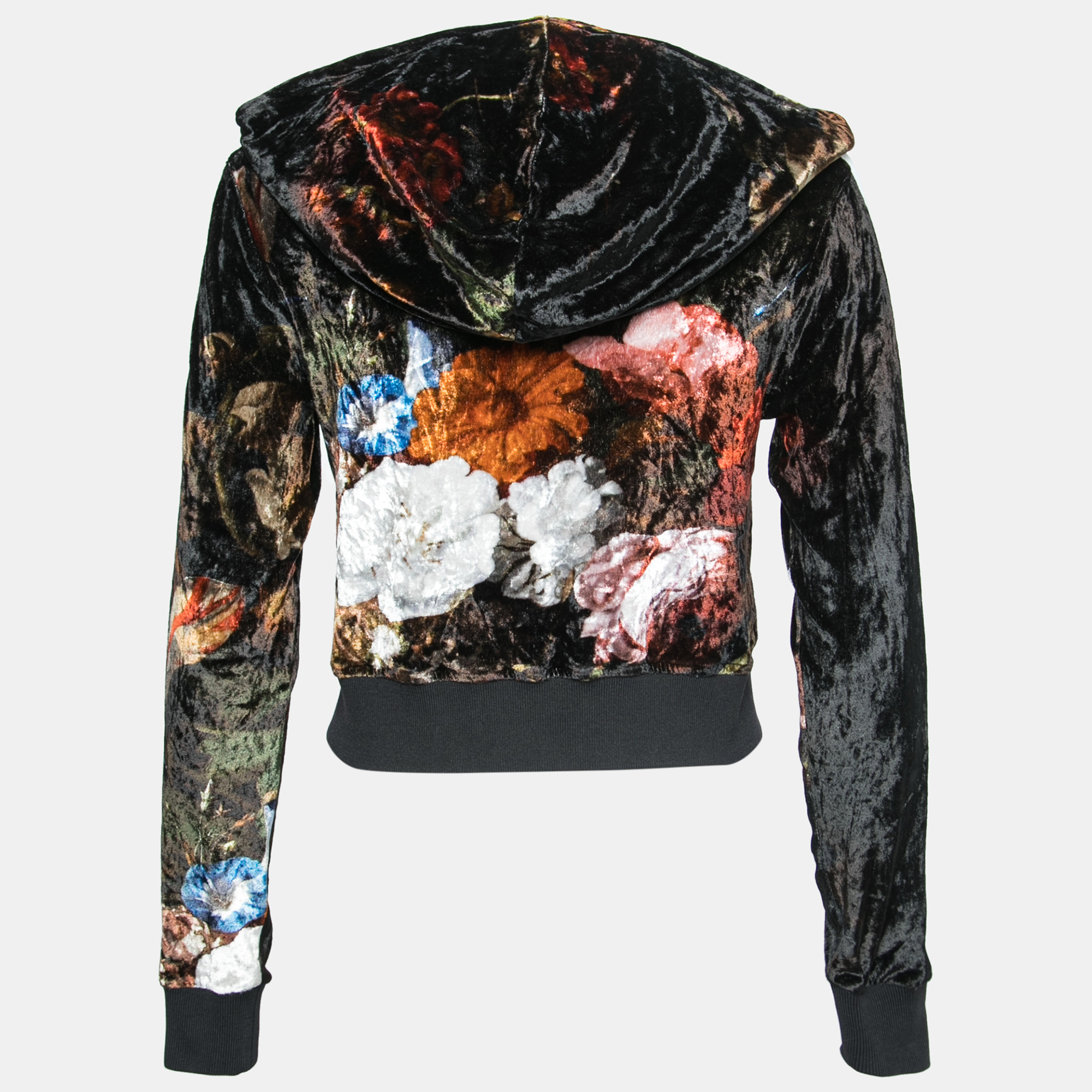 

Palm Angels Multicolor Printed Velvet Cropped Front Zipped Jacket