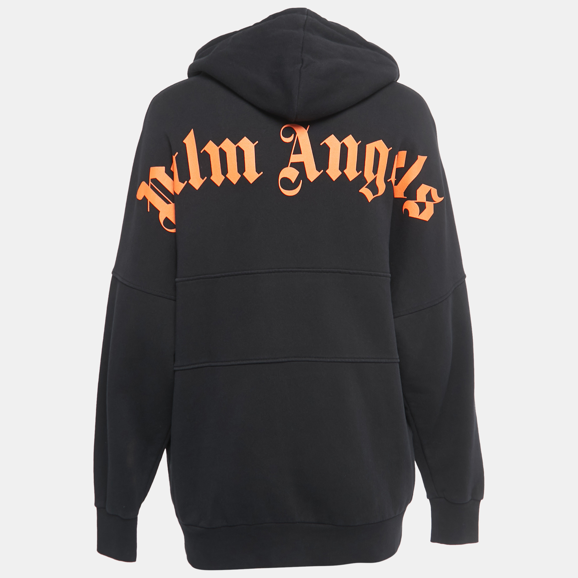 

Palm Angels Black Logo Print Cotton Knit Hooded Jacket