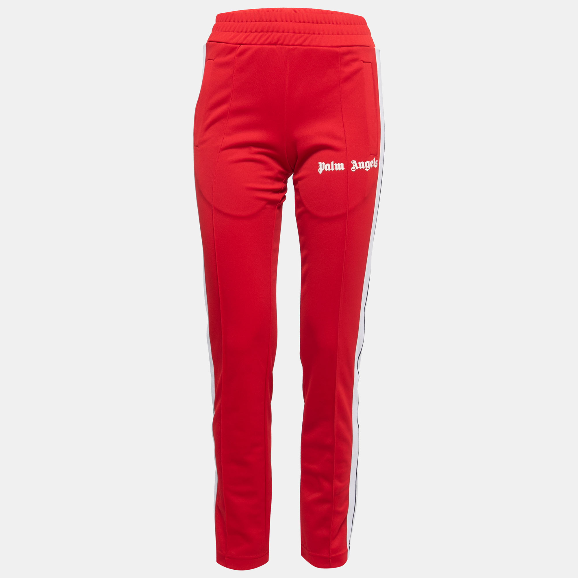 Pre-owned Palm Angels Red Jersey Stripe Detail Track Pants Xxs