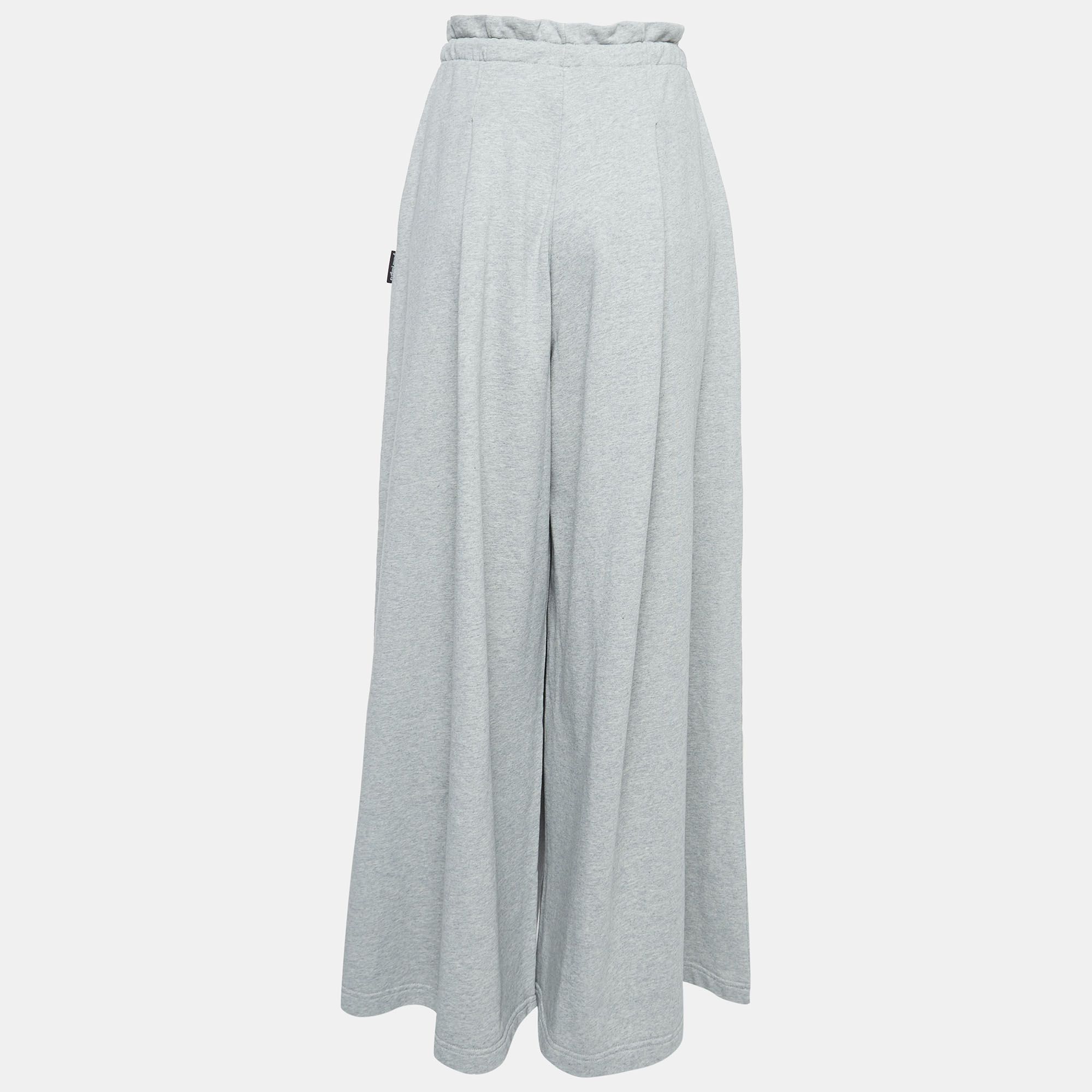 

Palm Angels Grey Cotton Wide Leg Drawstring Pants