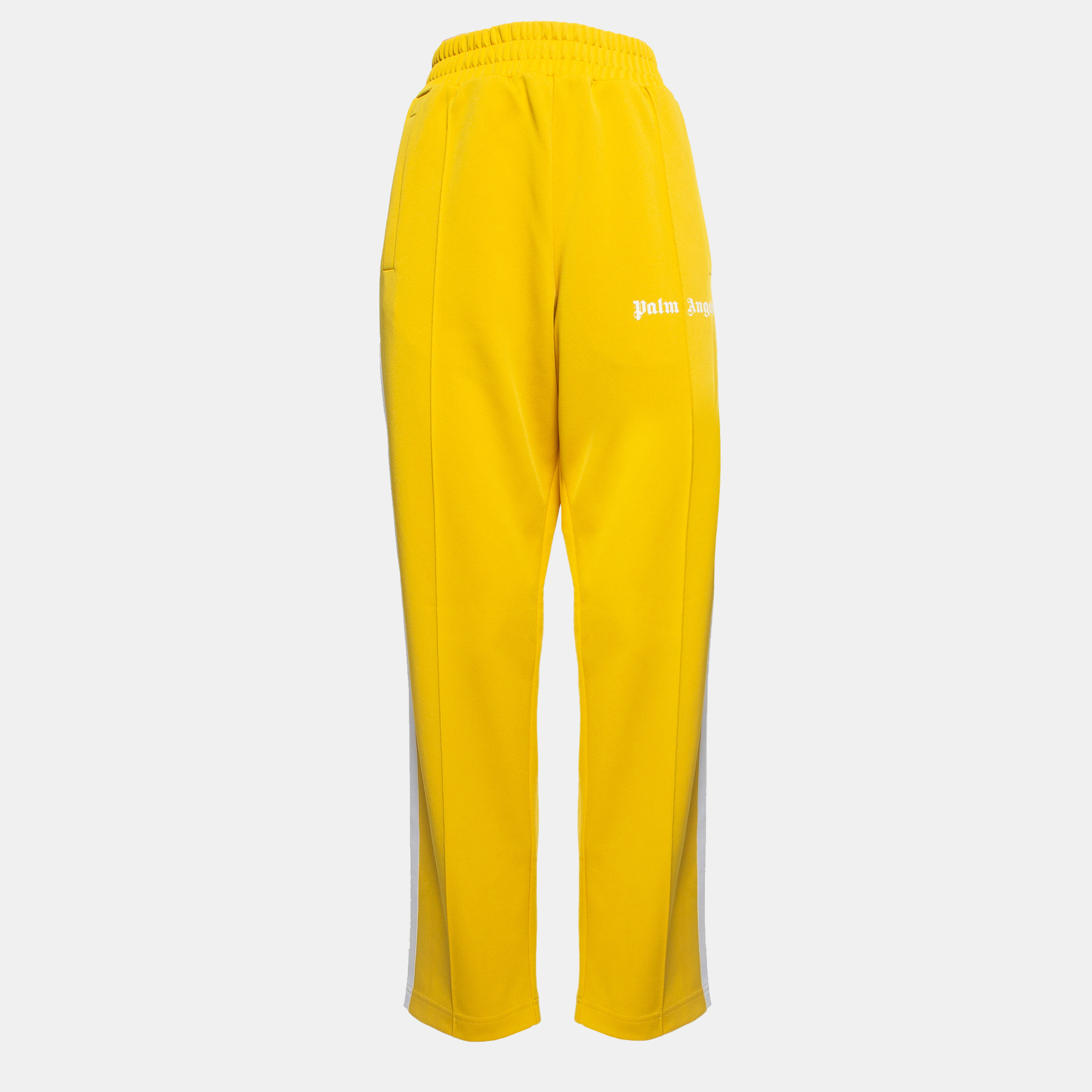 Pre-owned Palm Angels Yellow Synthetic Track Pants L