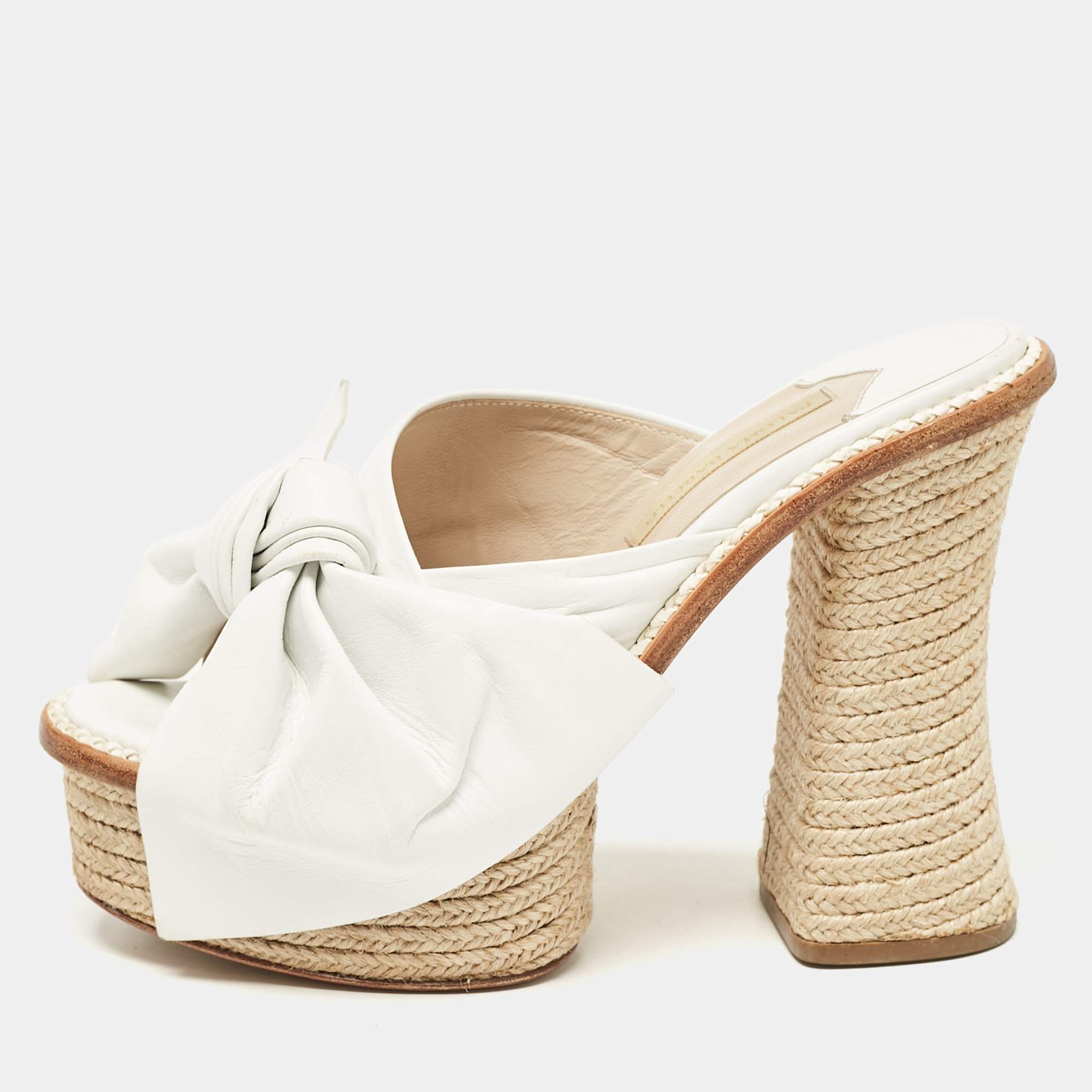 

Paloma Barceló White Leather Slide Espadrille Sandals Size