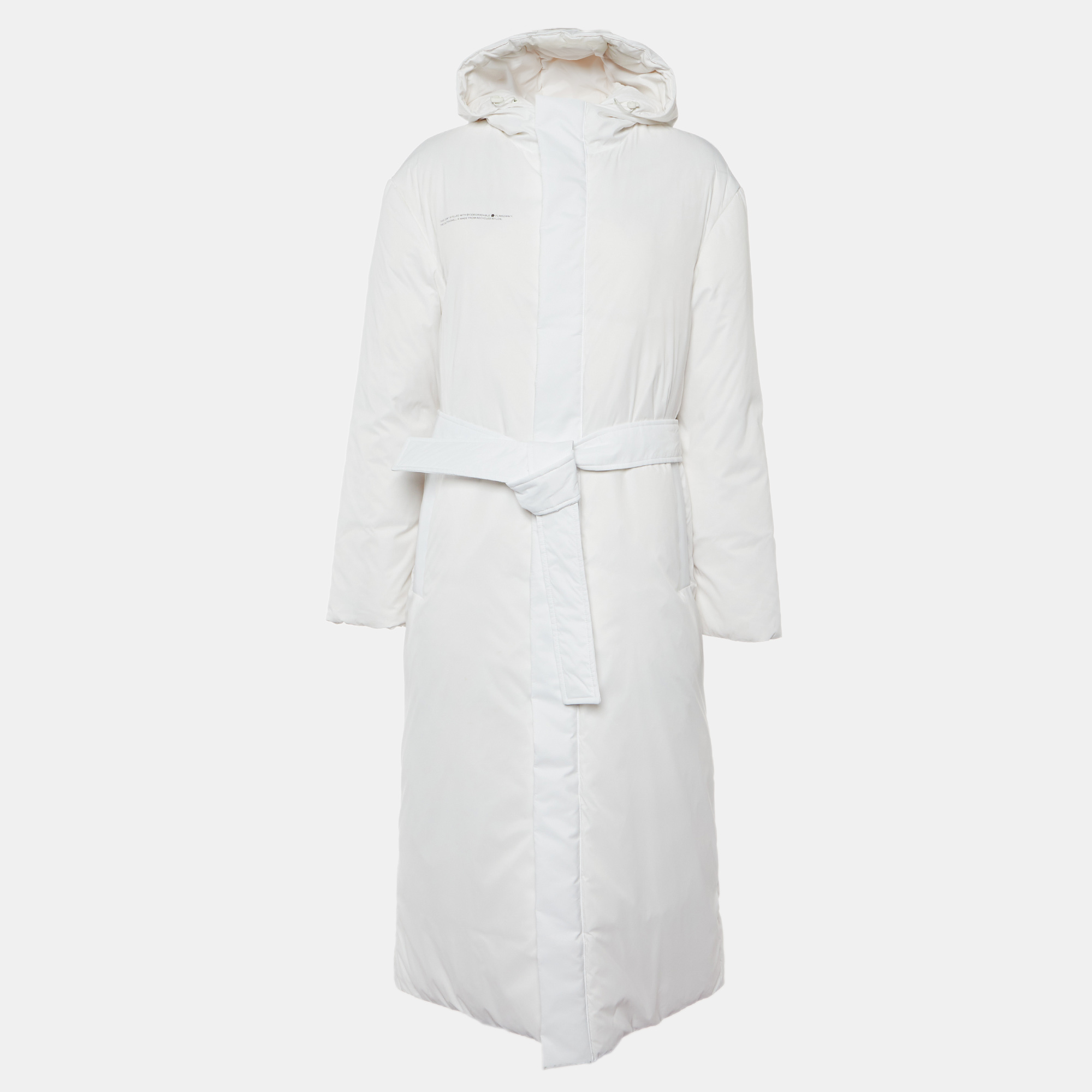 

Pangaia White Nylon Flwrdwn Hooded Long Jacket M