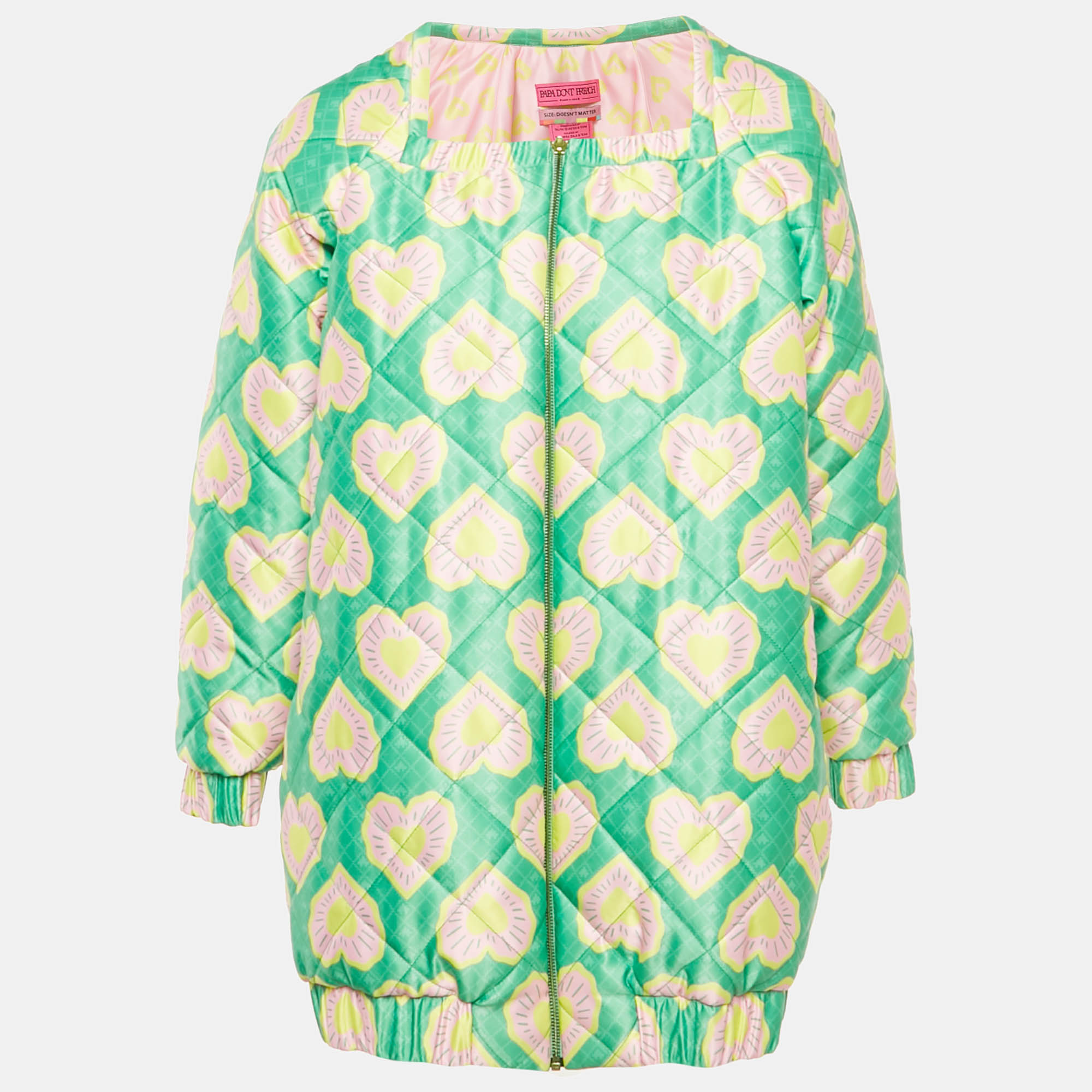 

Papa Don't Preach Green Blinding Hearts Print Satin 3 Piece Set S