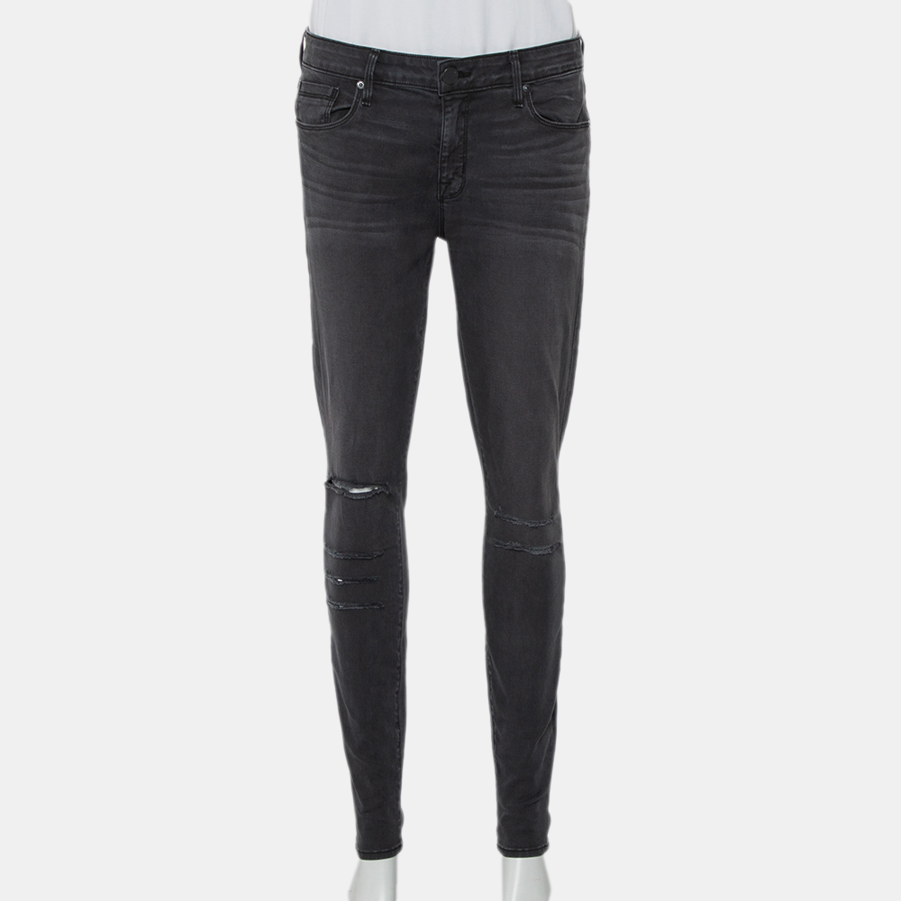 Pre-owned Parker Smith Dark Grey Denim Distressed Skinny Jeans M