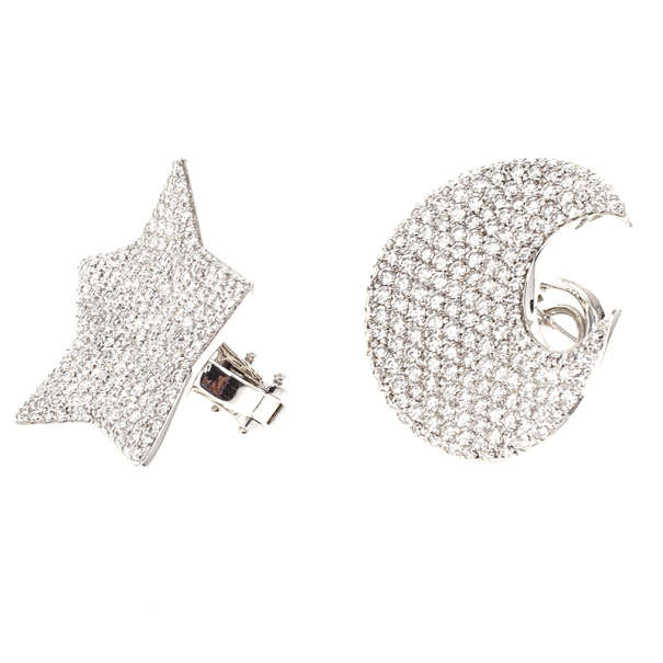 

Pasquale Bruni Moon and Star Diamond Earrings, Silver