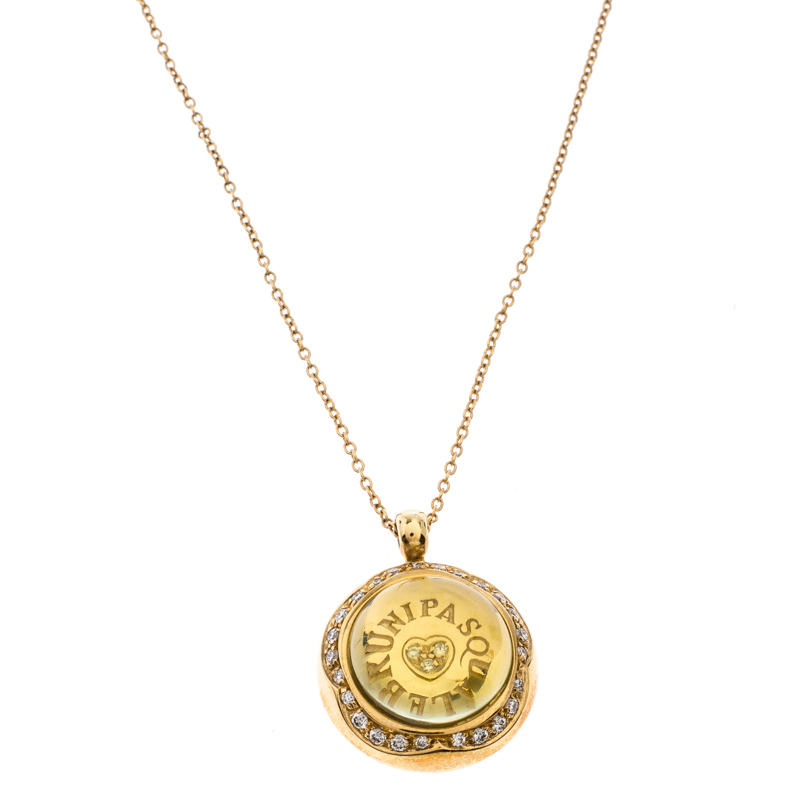 Pre Owned Pasqual Bruni Yellow Cabochon Diamond 18k Yellow Gold Pendant Necklace