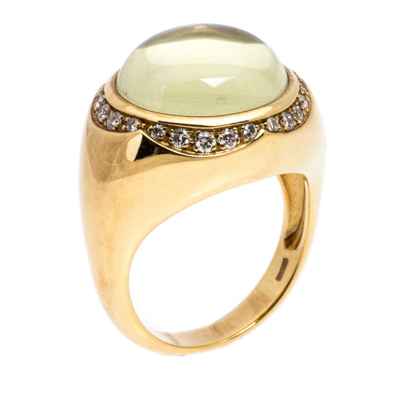 Pasquale Bruni Yellow Cabochon Diamond 18k Yellow Gold Ring 57