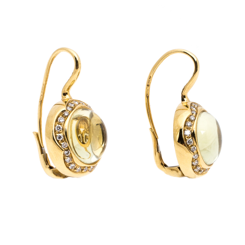 

Pasquale Bruni Yellow Cabochon Diamond 18k Yellow Gold Hook Drop Earrings