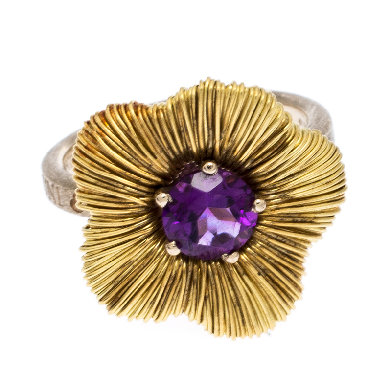 

Pasquale Bruni Penelope Amethyst 18K Yellow Gold Flower Ring Size