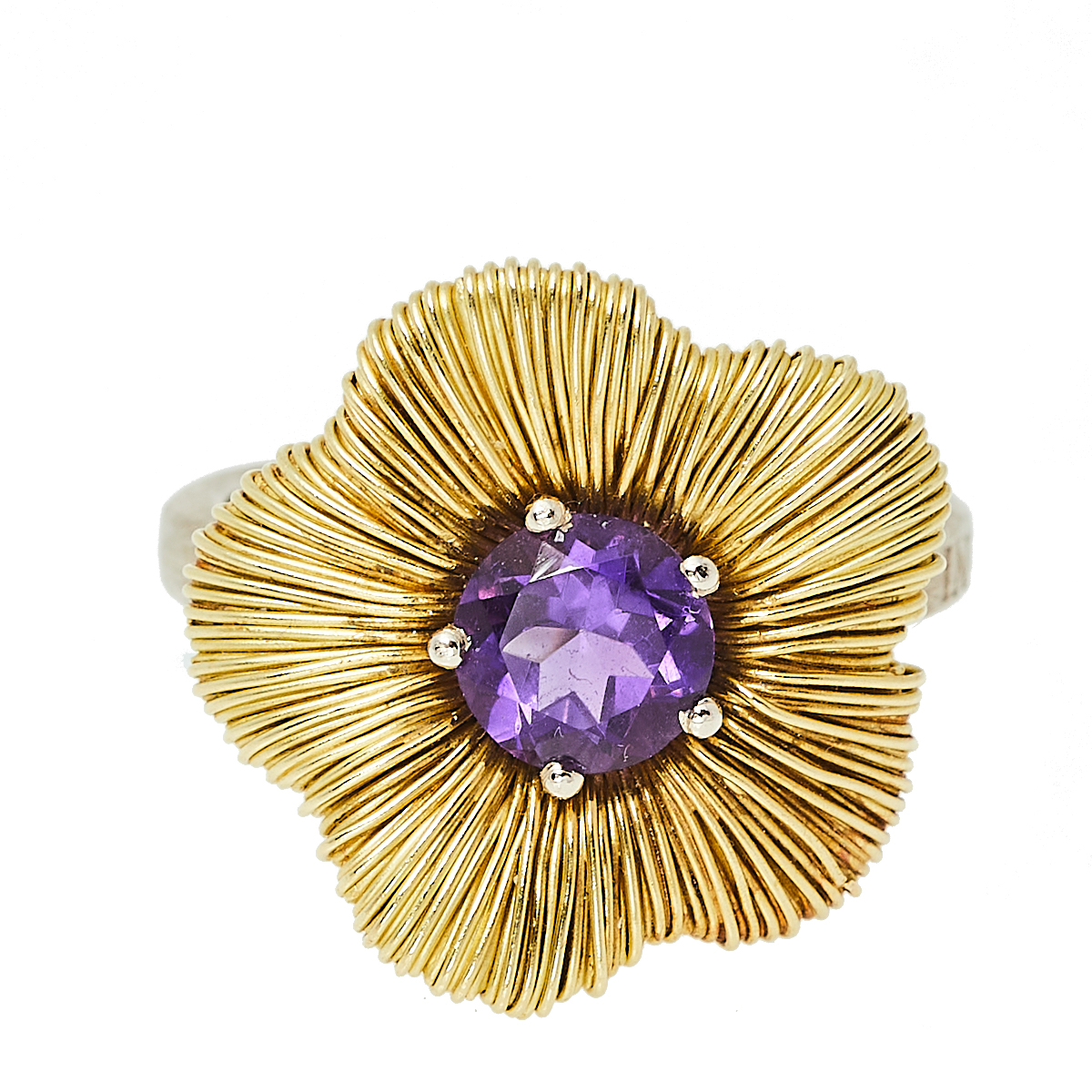 

Pasquale Bruni Penelope Amethyst 18K Two Tone Gold Flower Ring Size