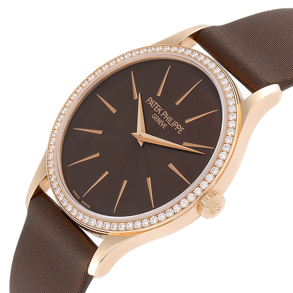 

Patek Philippe Brown Diamonds 18K Rose Gold Calatrava 4897R Women's Wristwatch 33 MM