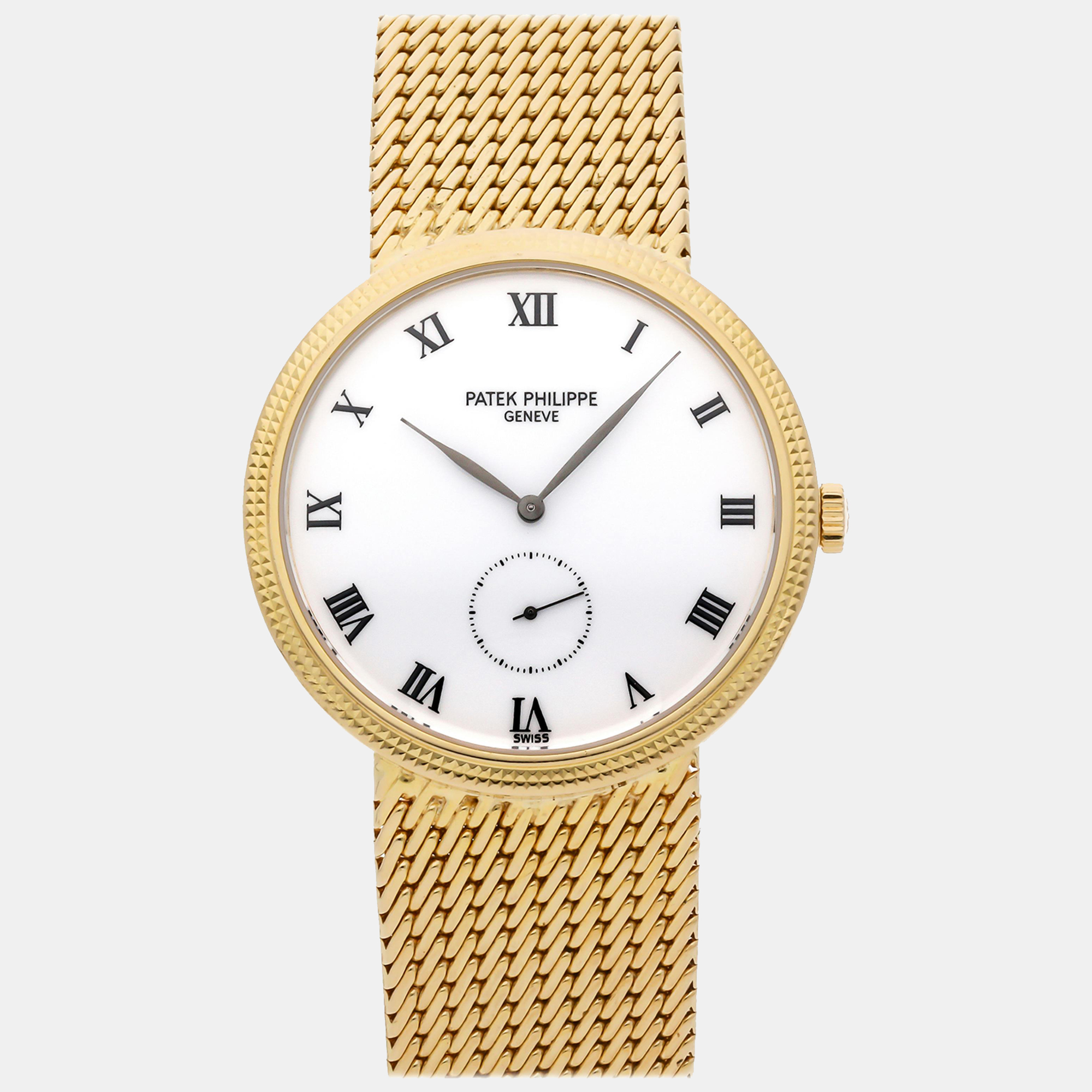 

Patek Philippe White 18k Yellow Gold Calatrava Manual Winding Women's Wristwatch 33 mm