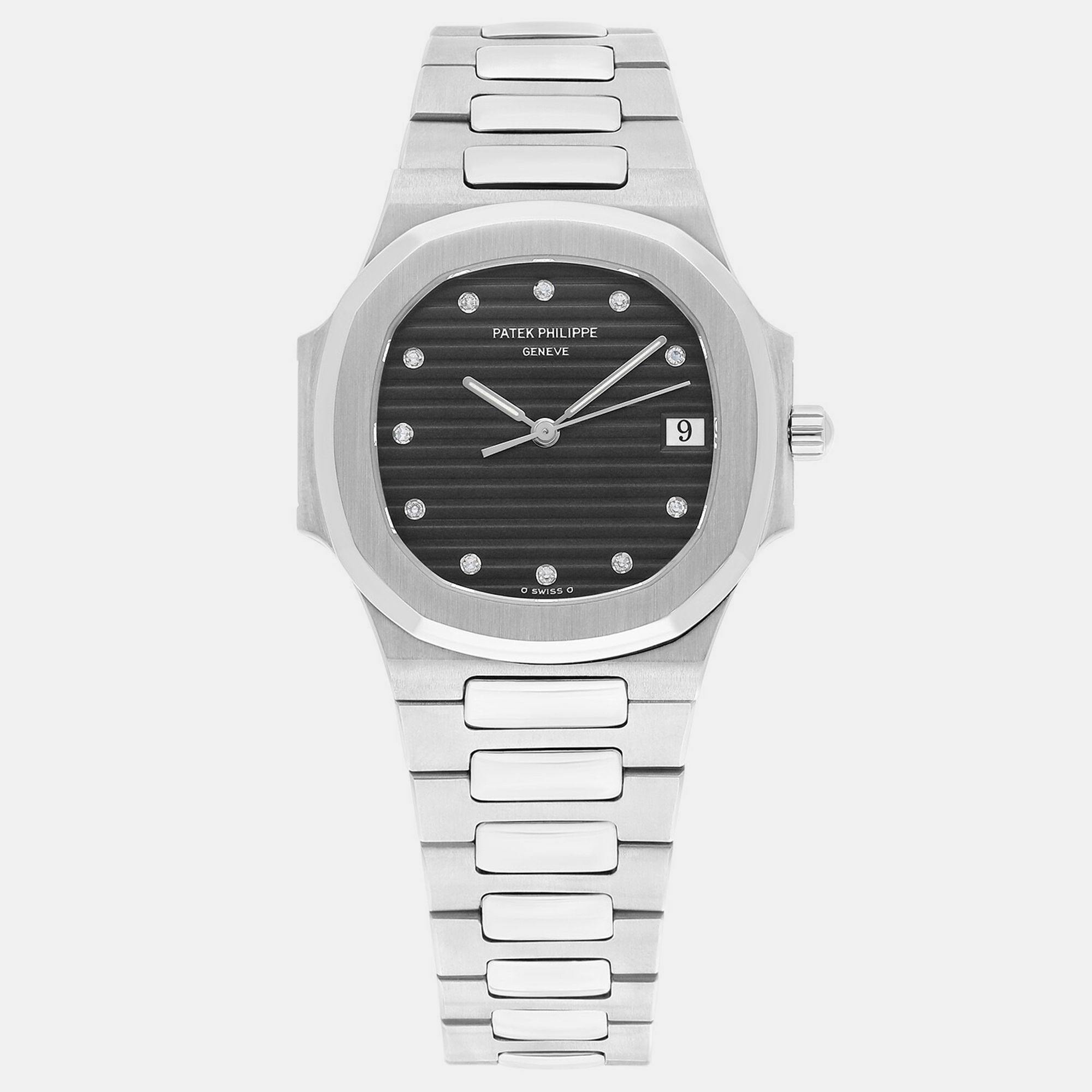 

Patek Philippe Nautilus 3900/1 Quartz Silver Stainless Steel Women's Wristwatch 33 mm, Black