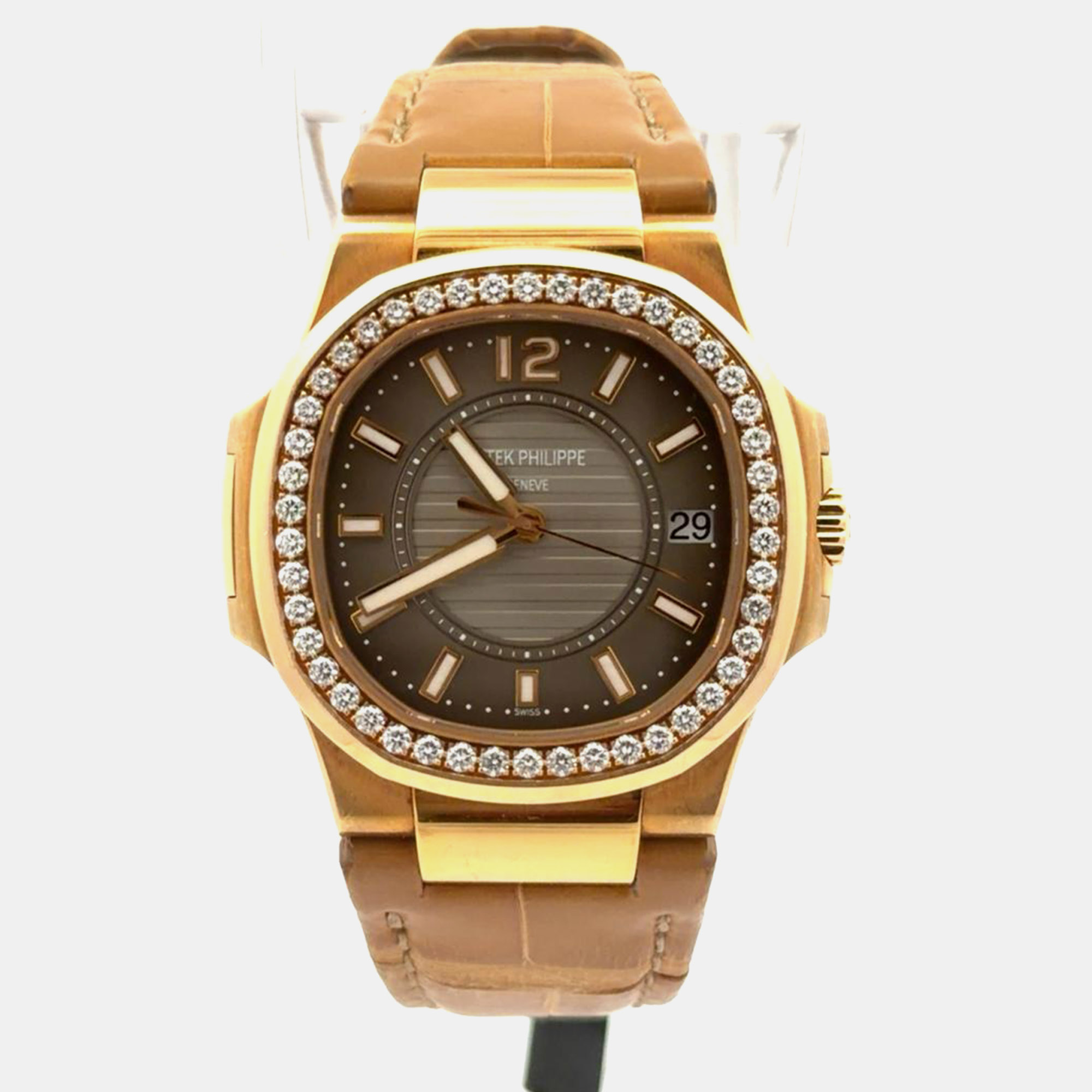 

Patek Philippe Nautilus 7010/1R-010 Brown Rose Gold Diamond Quartz Women Wristwatch