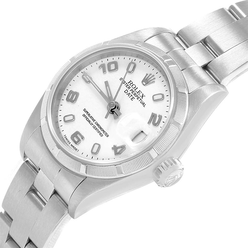 

Rolex White Stainless Steel Date