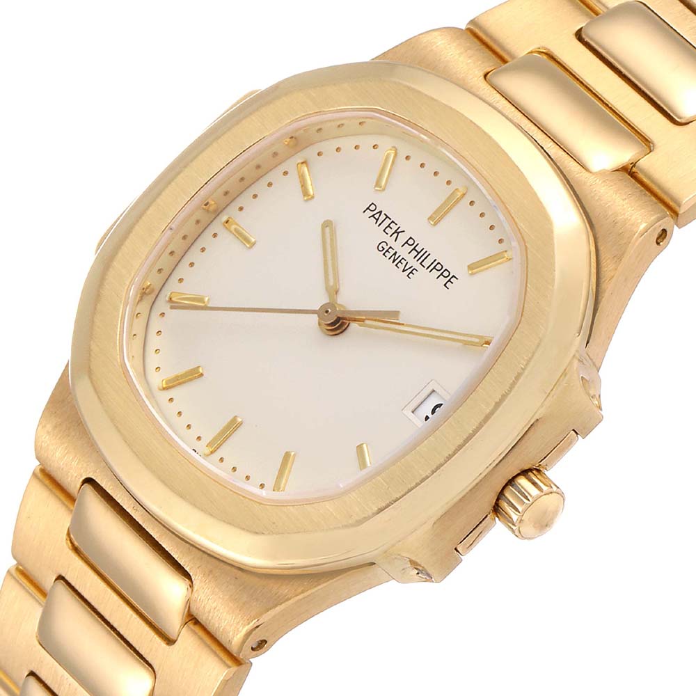 

Patek Philippe Silver 18K Yellow Gold Nautilus 3900 Women's Wristwatch 32 MM