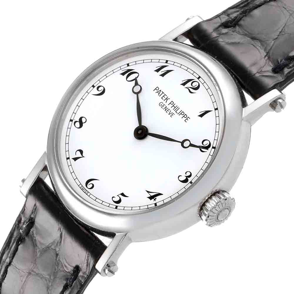 

Patek Philippe Silver 18K White Gold Calatrava 4860 Women's Wristwatch 26 MM