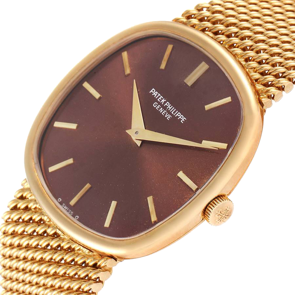 

Patek Philippe Brown 18k Yellow Gold Ellipse 3844 Women's Wristwatch 33 MM