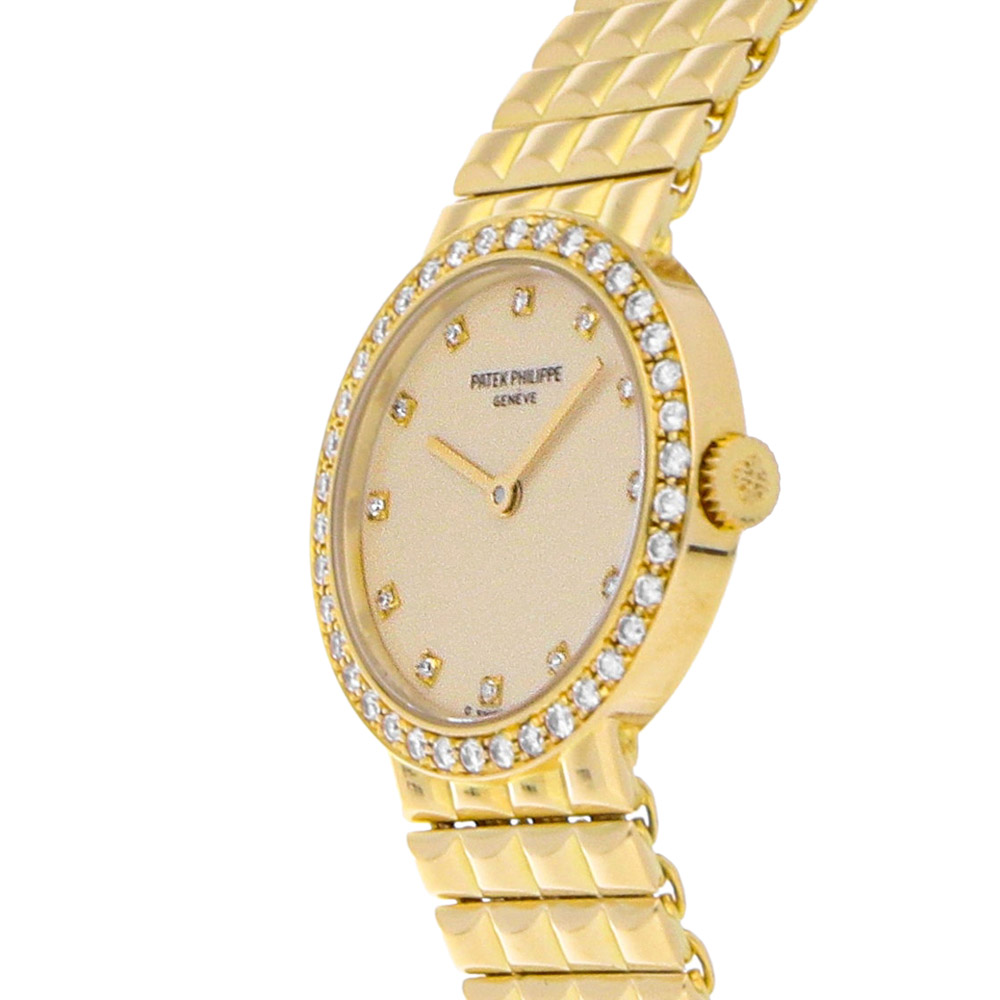 

Patek Philippe Silver Diamonds 18K Yellow Gold Calatrava 4746/1J Women's Wristwatch 22 MM