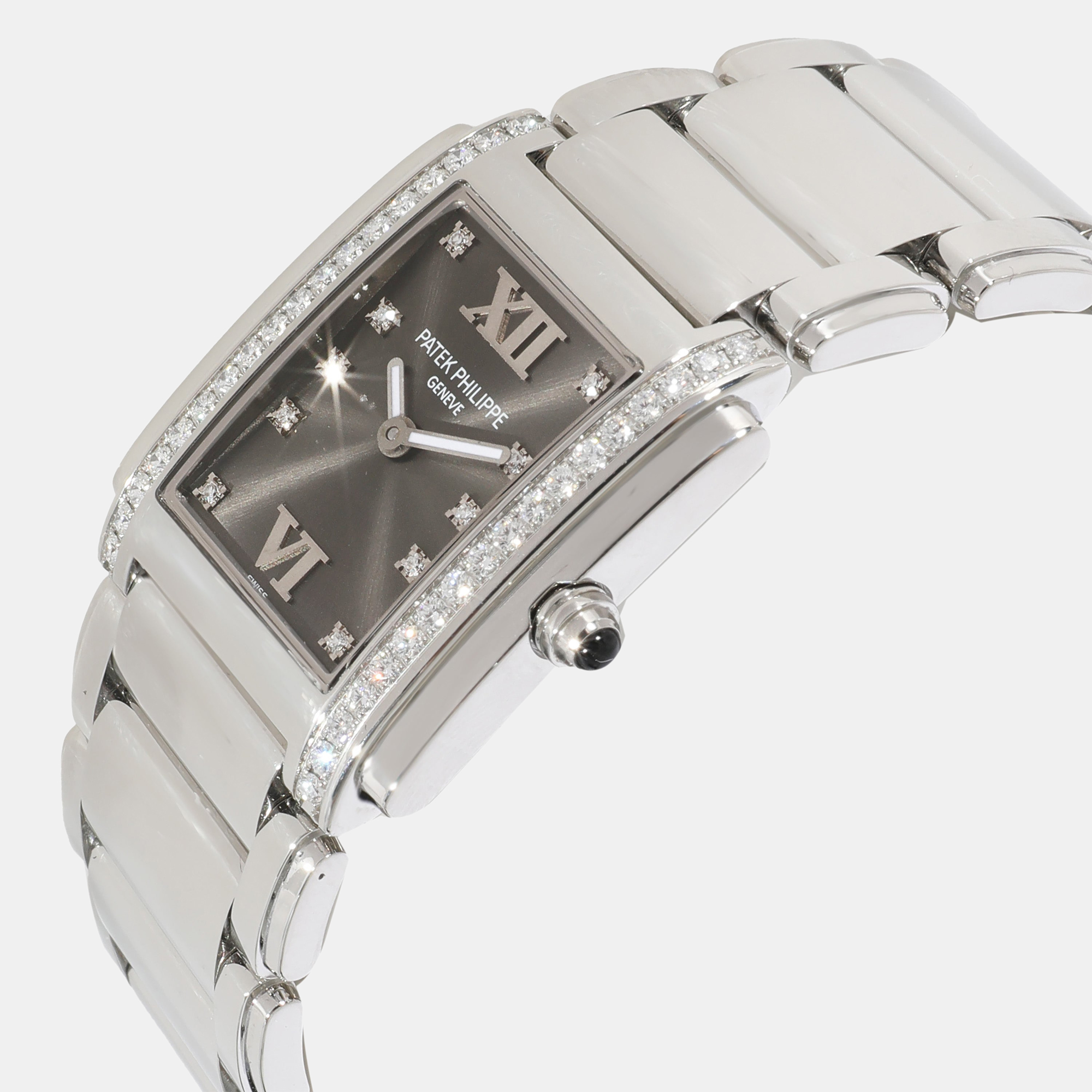 

Patek Philippe Grey Diamond Stainless Steel Twenty-4 4910/10A-010 Quartz Women's Wristwatch 25 mm