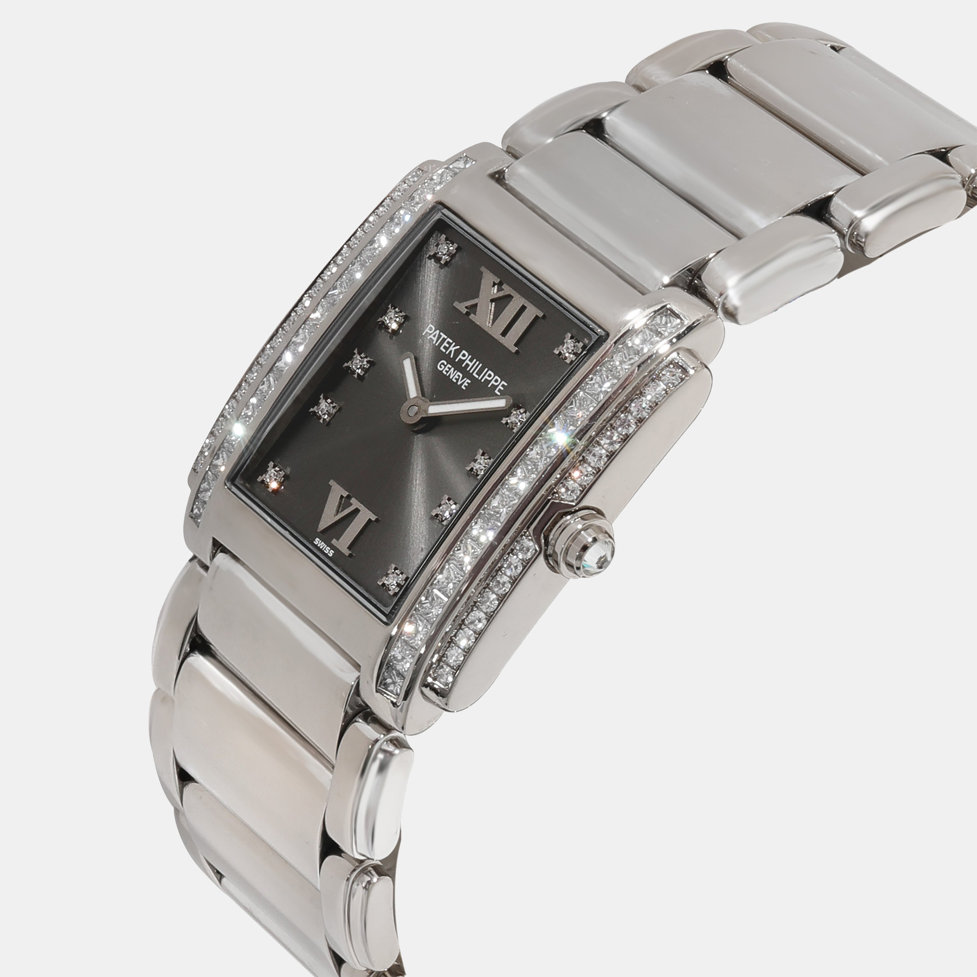

Patek Philippe Black Diamonds 18k White Gold Twenty-4 4910/20G Quartz Women's Wristwatch 25 mm