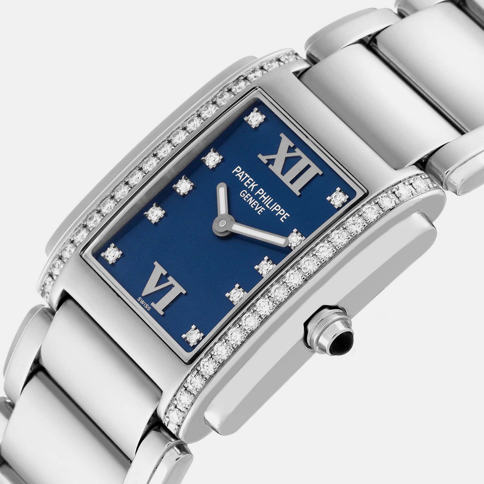

Patek Philippe Blue Diamond Stainless Steel Twenty-4 4910 Quartz Women's Wristwatch 25 x 30 mm