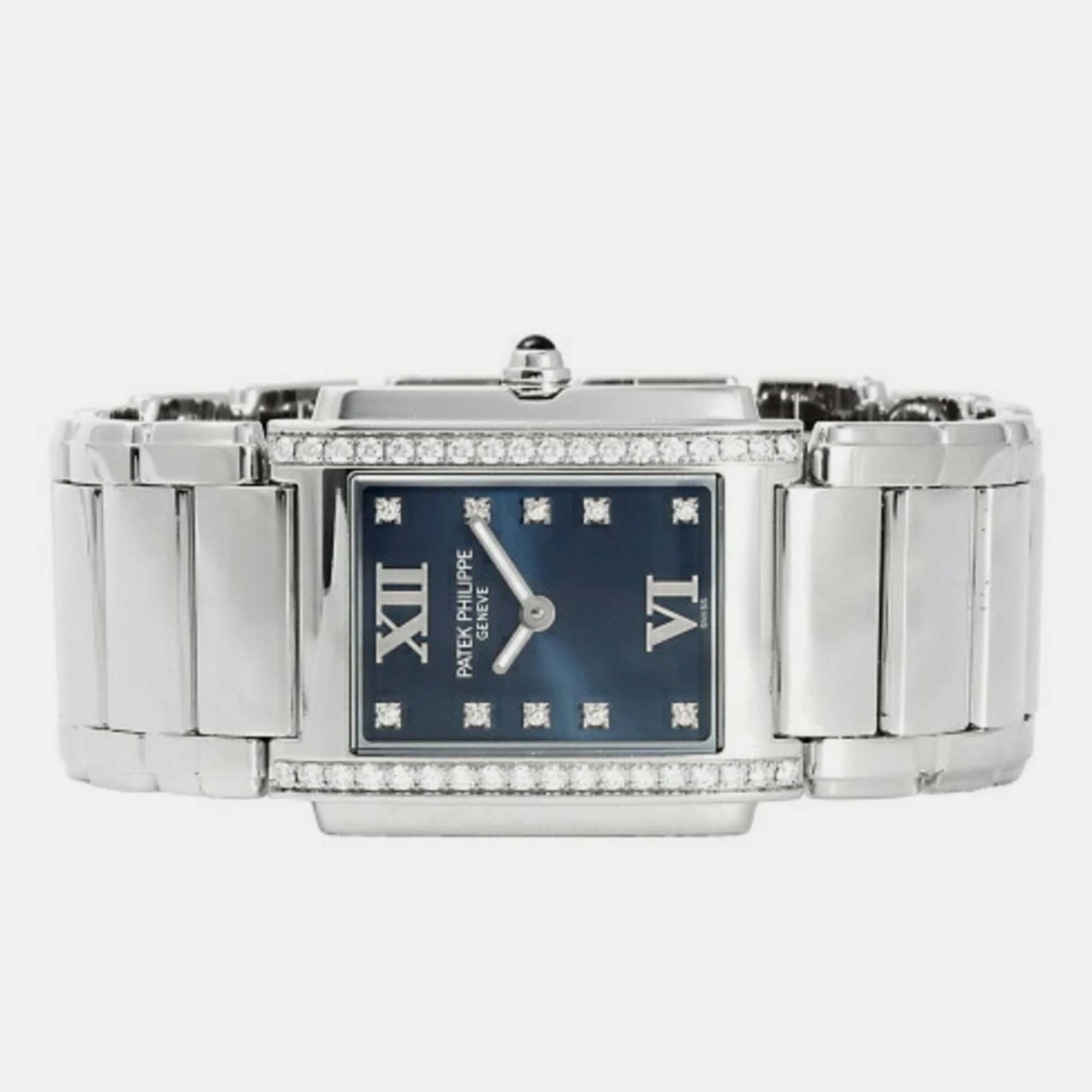 

Patek Philippe Blue Stainless Steel Twenty-4 4910/10A-012 Quartz Women's Wristwatch 25 mm