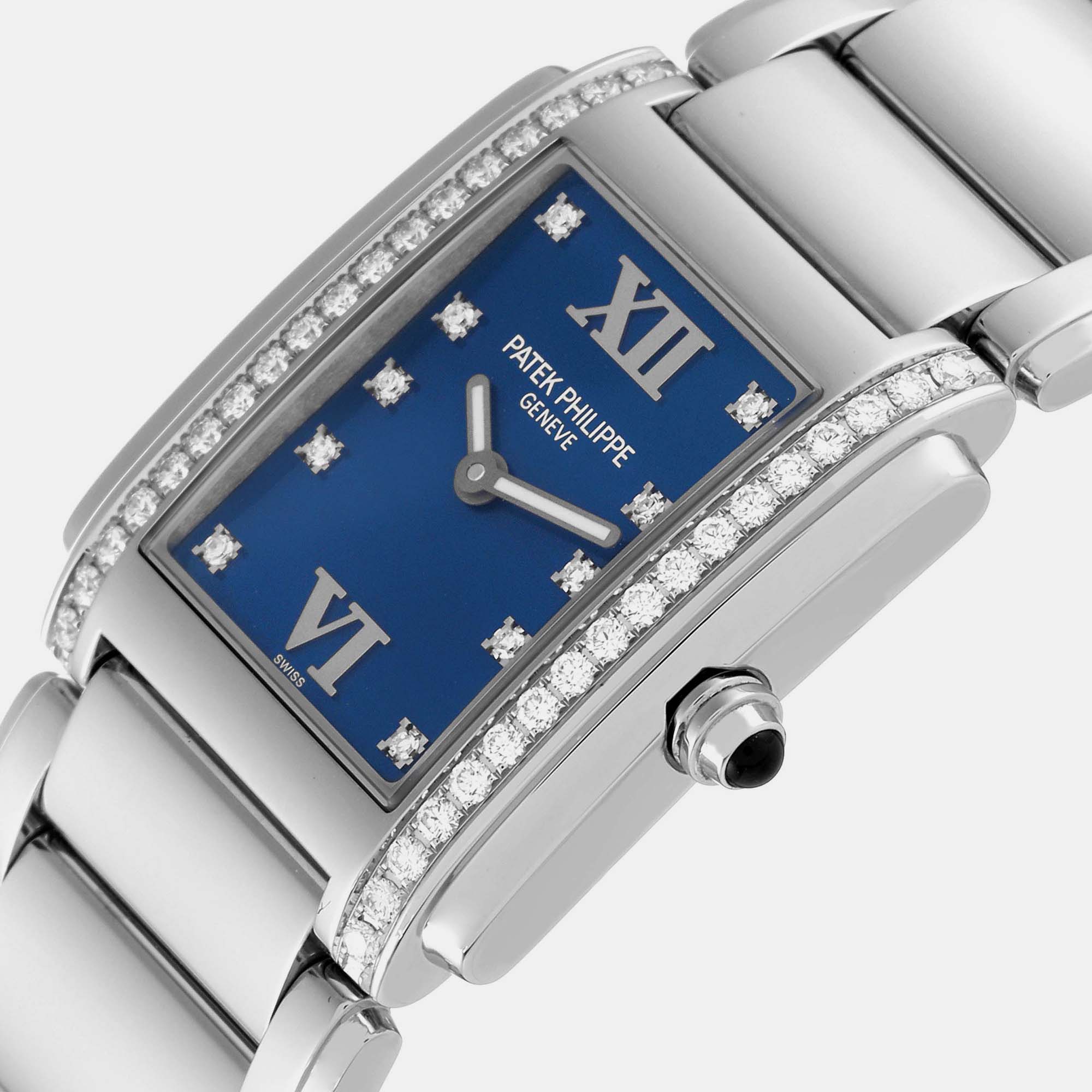 

Patek Philippe Blue Diamond Stainless Steel Twenty-4 4910 Quartz Women's Wristwatch 25 x 30 mm
