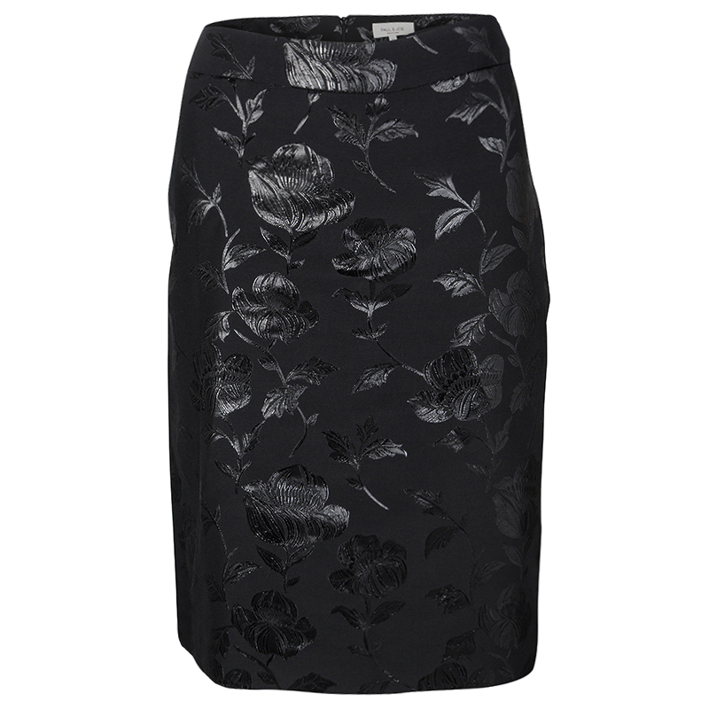 Paul and Joe Black Floral Pattern Lorelei Pencil Skirt L