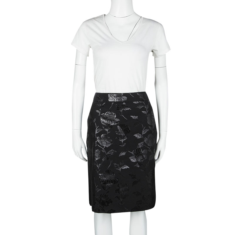 

Paul and Joe Black Floral Pattern Lorelei Pencil Skirt