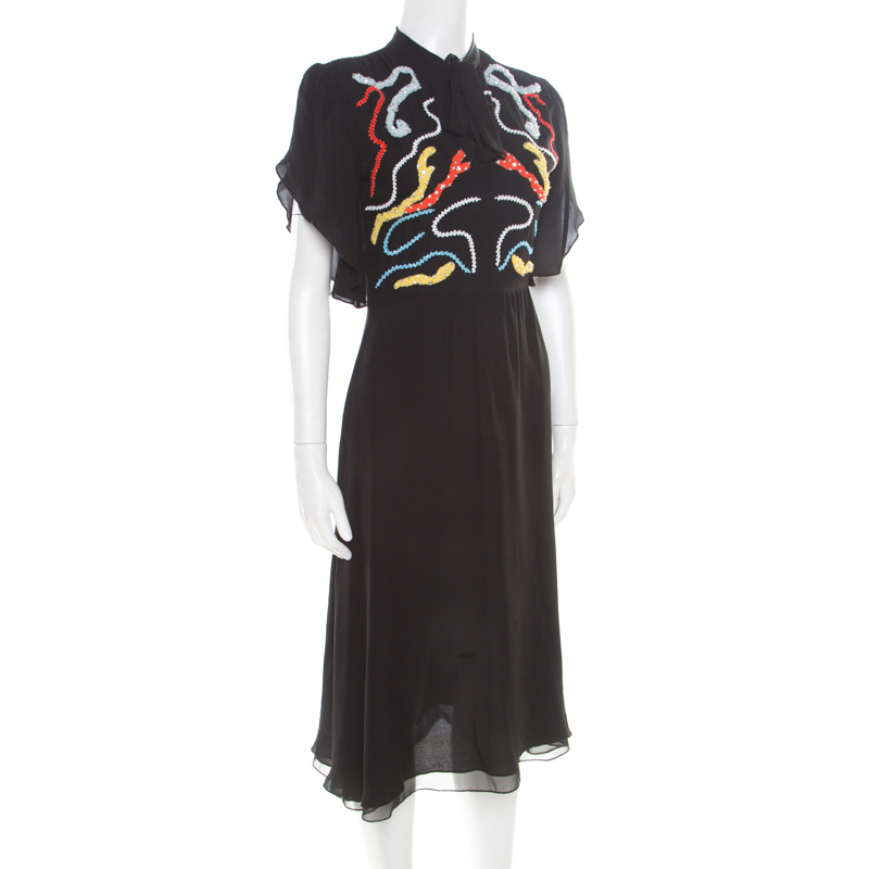 

Paul and Joe Black Embellished Silk Grabel Dress