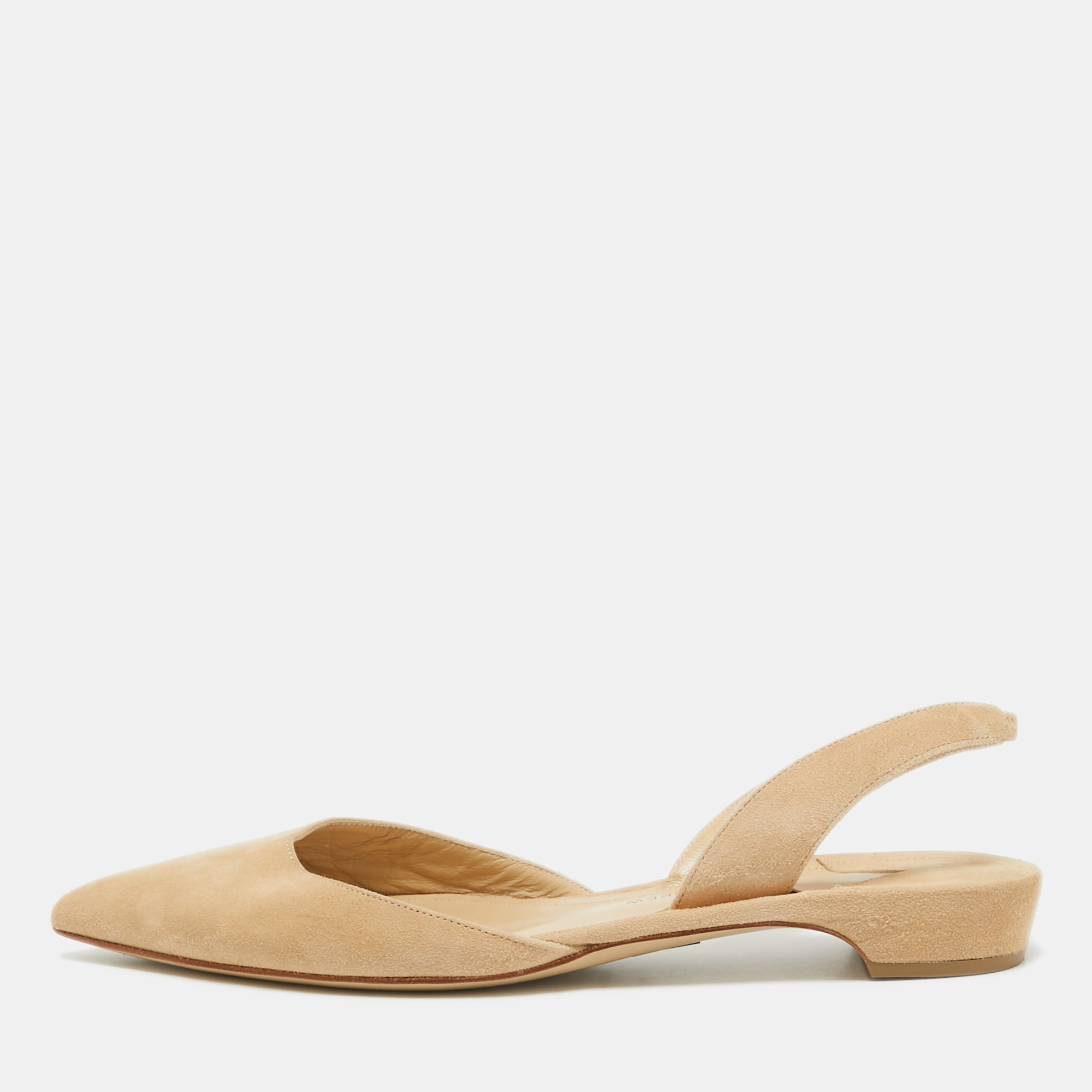 

Paul Andrew Beige Suede Rhea Slingback Ballet Flats Size