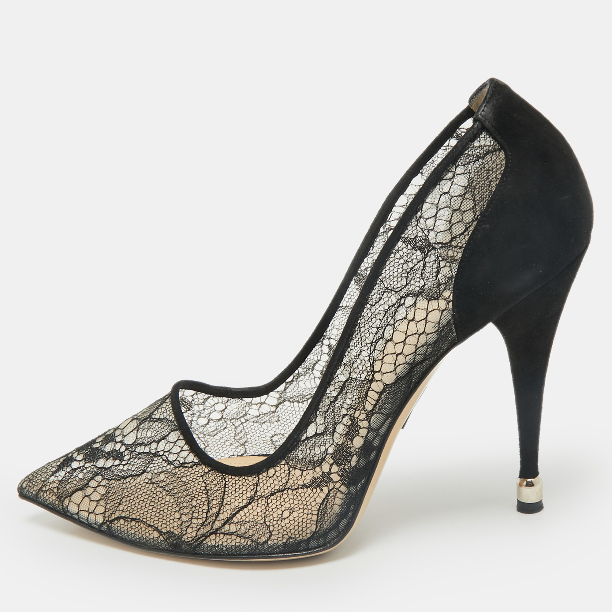 

Paul Andrew Black Lace and Suede Sidai Pumps Size