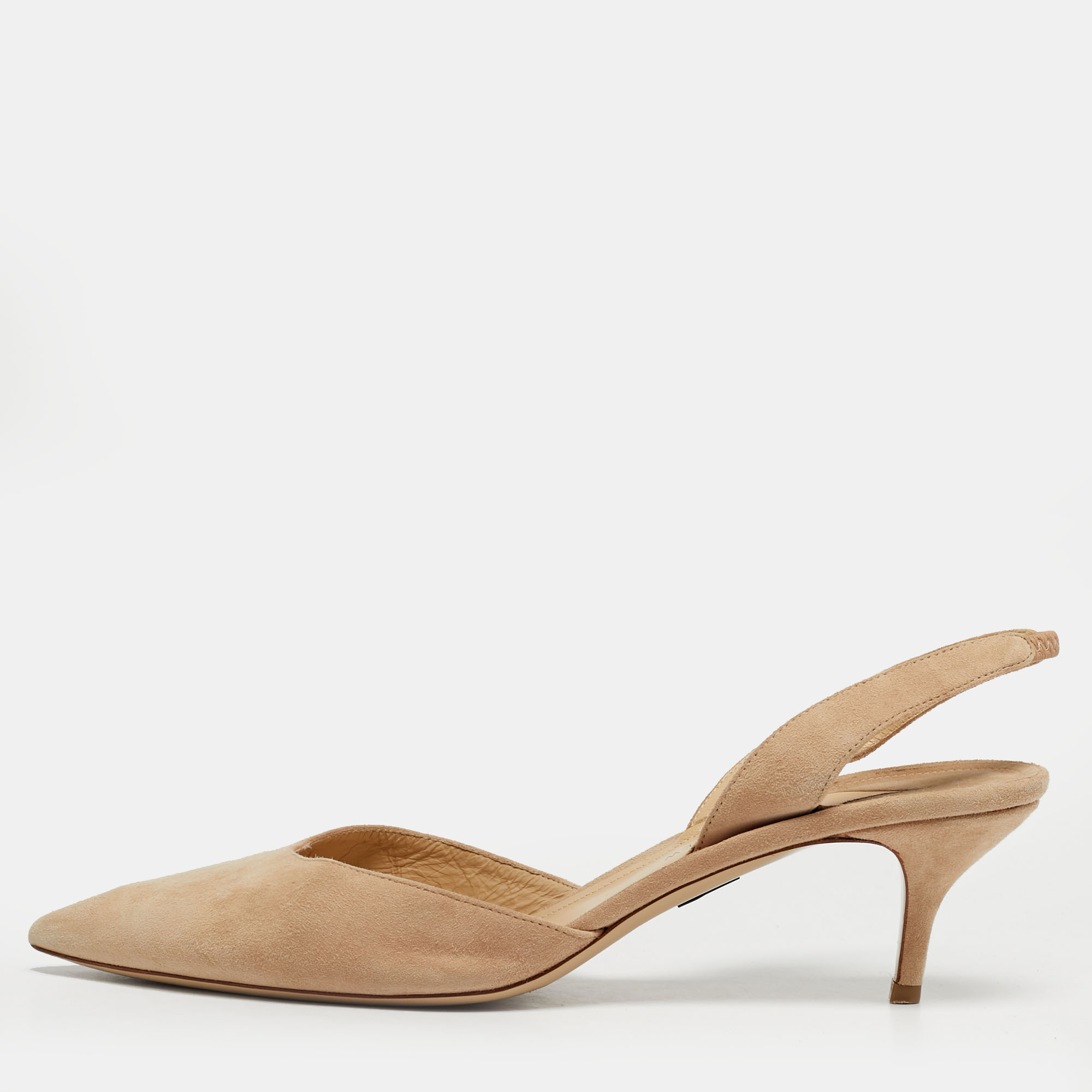 PAUL ANDREW Pre-owned Beige Suede Rhea Slingback Pumps Size 41.5 In Sand