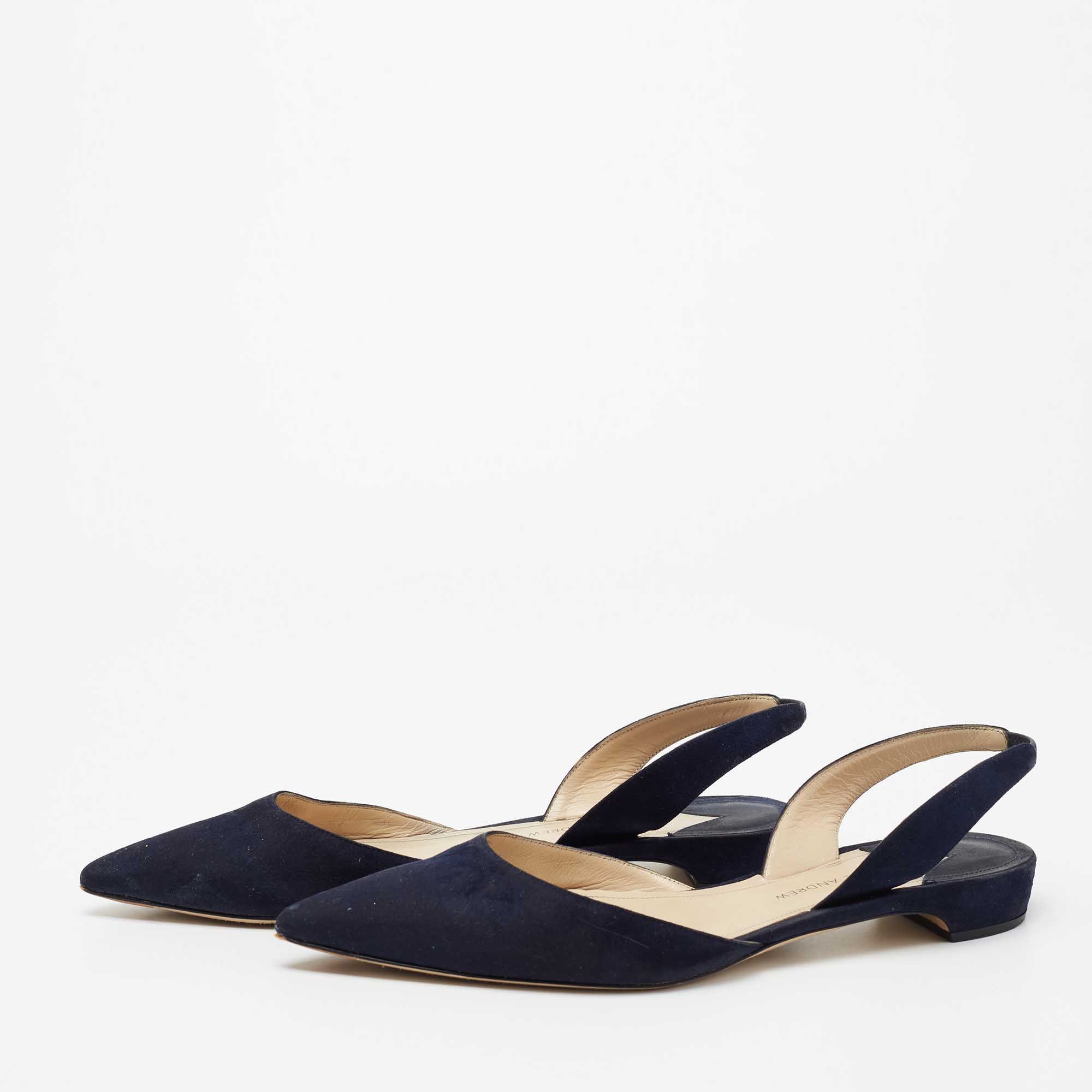 

Paul Andrew Blue Suede Rhea Flat Sandals Size