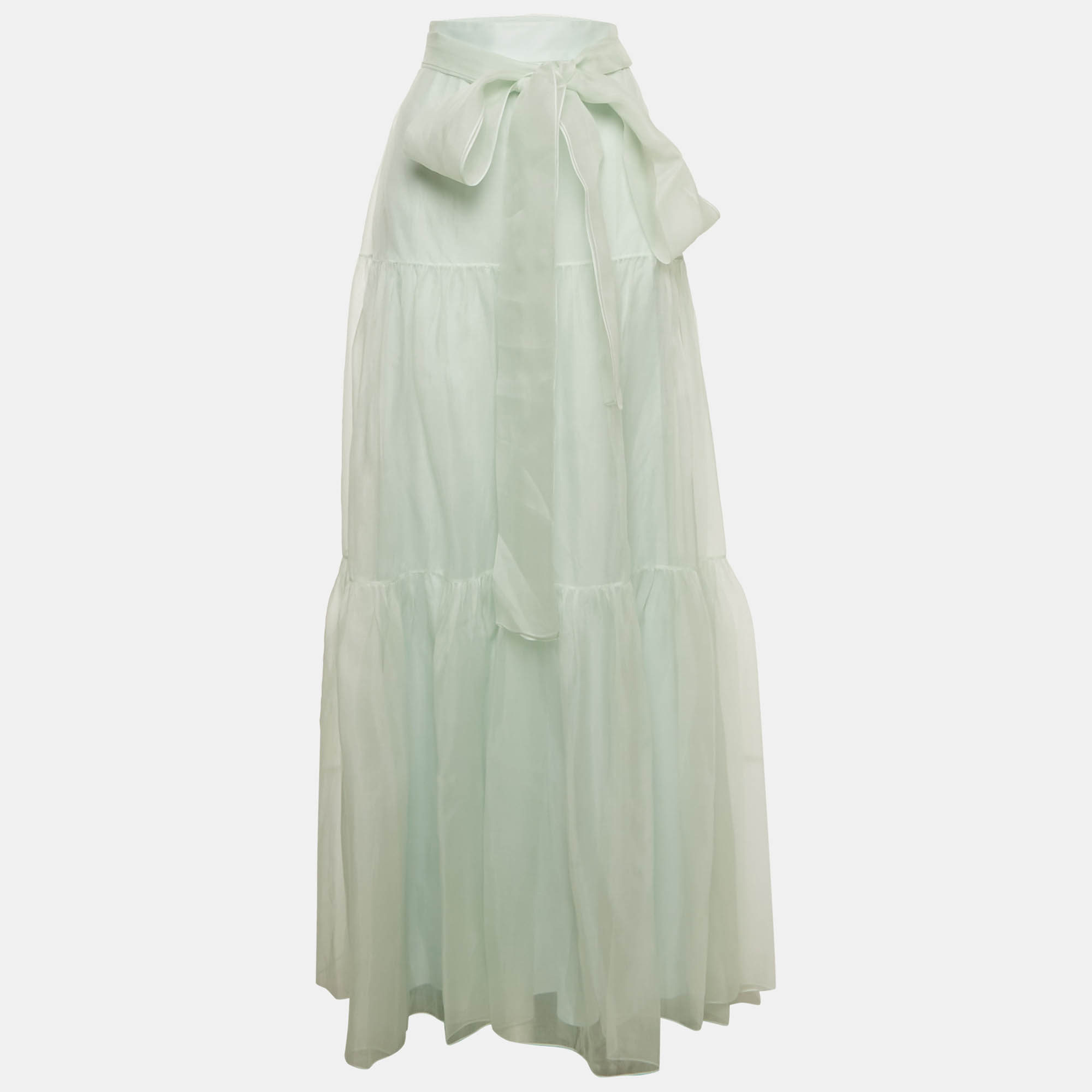 

Paule Ka Mint Green Silk Organza Maxi Skirt L