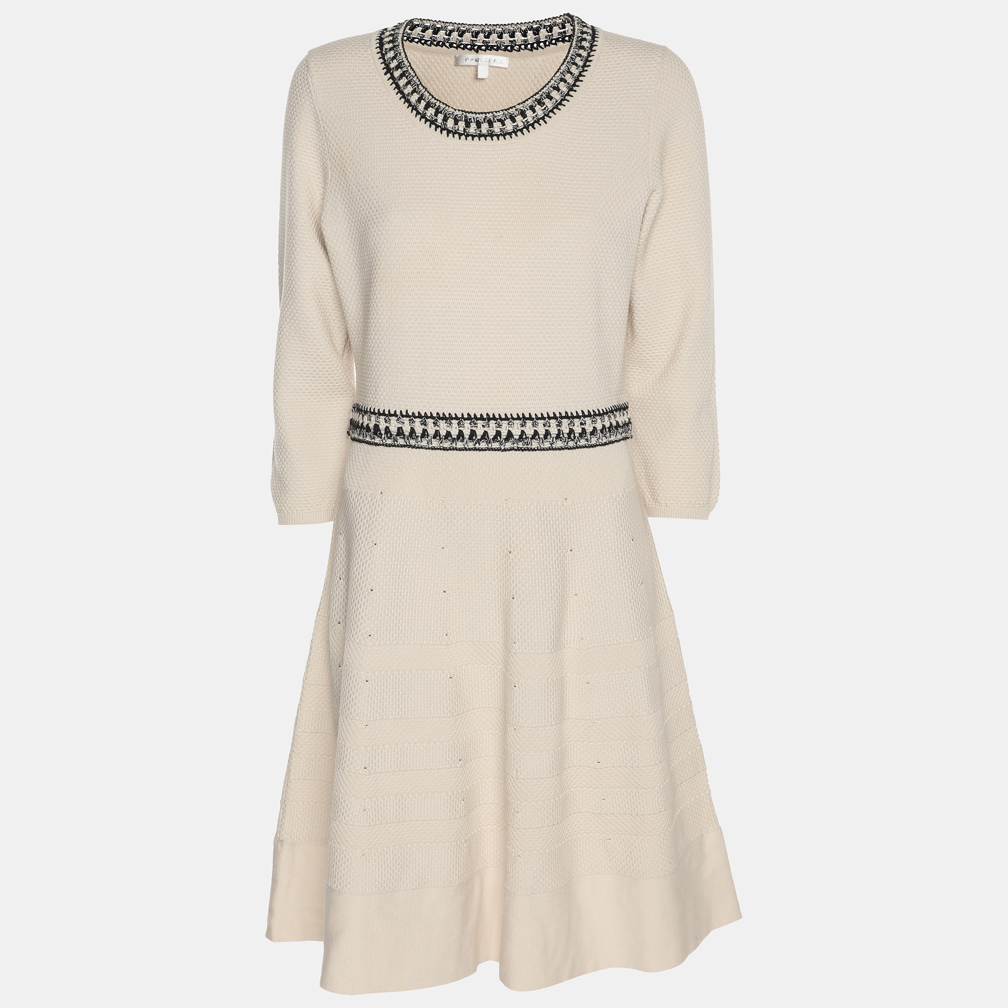 

Paule Ka Off White/Black Knit Midi Dress M