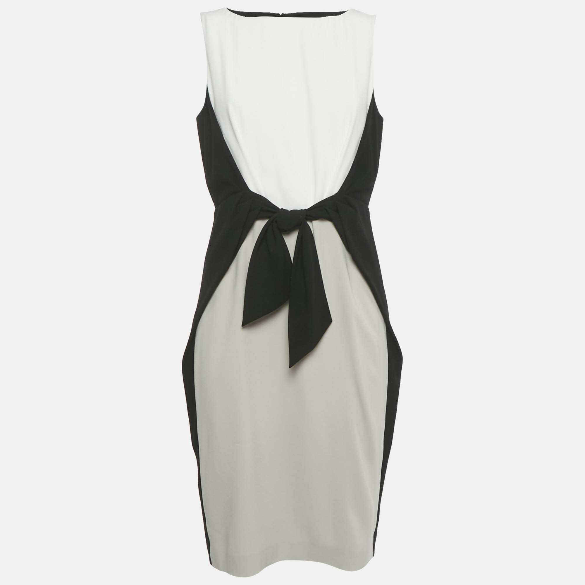 

Paule Ka Black Crepe Tie-Up Detail Midi Dress L