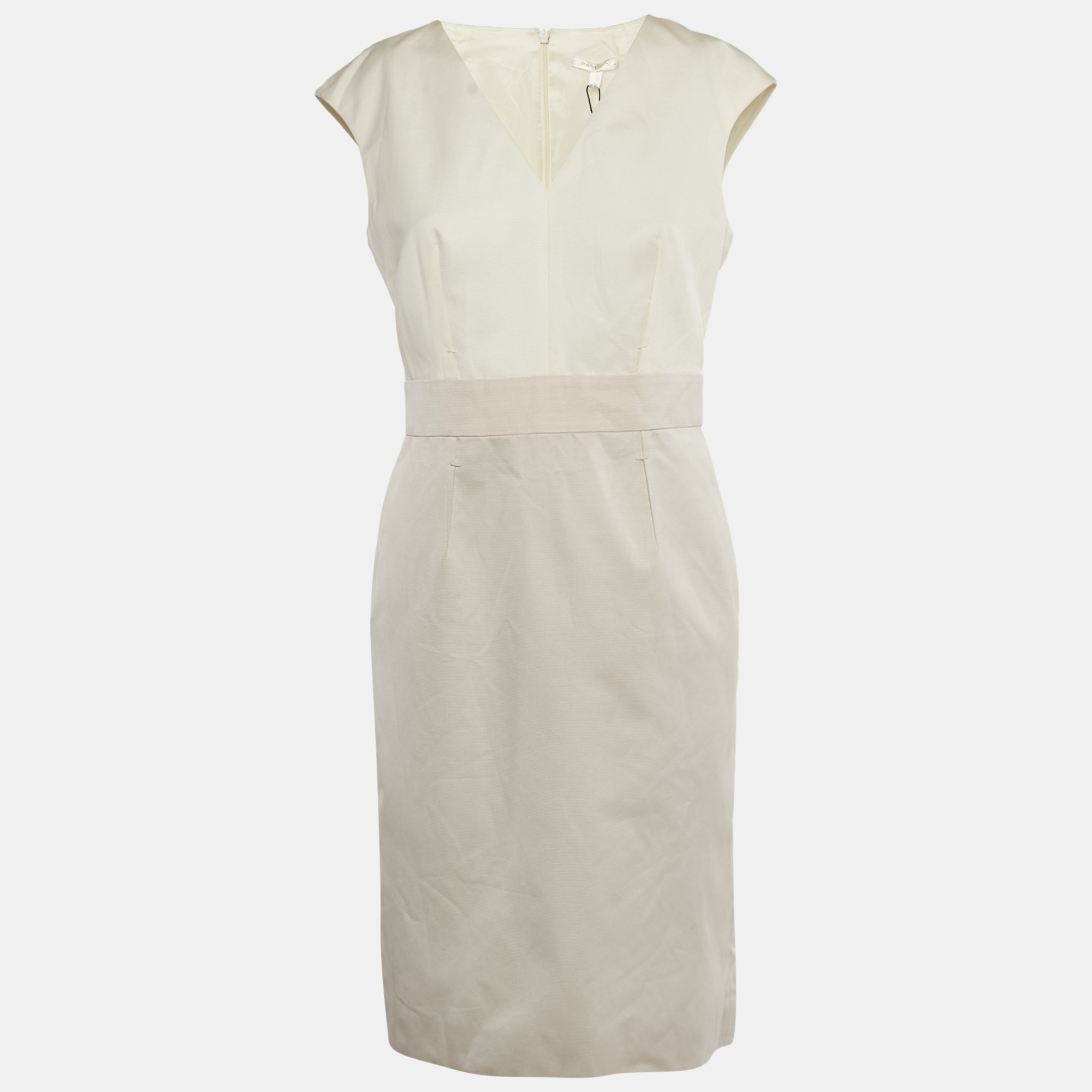 

Paule Ka White /Pink Crepe Sleeveless Short Dress M