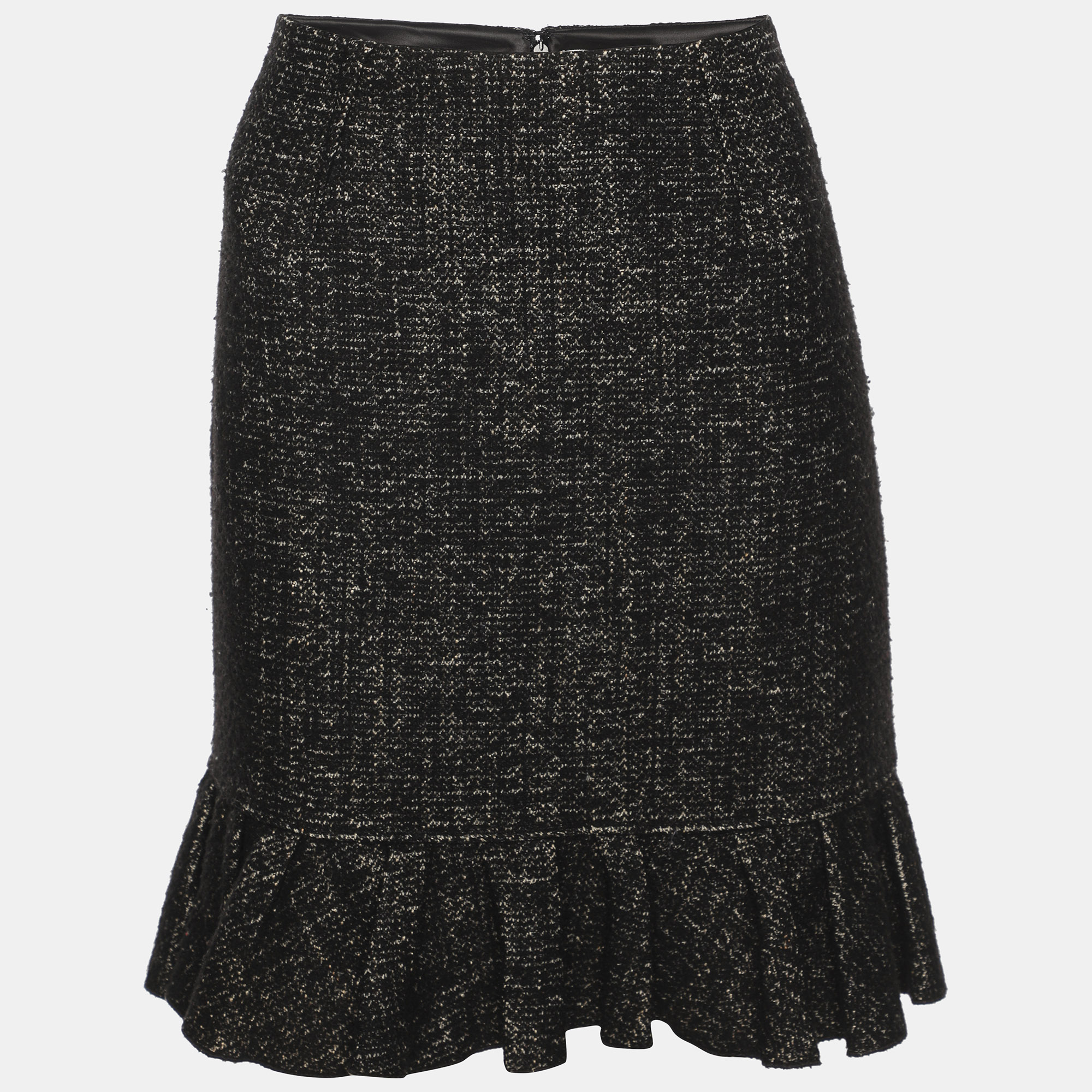 Pre-owned Paule Ka Grey Tweed Flared Mini Skirt S In Gray