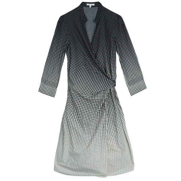 Pre Owned Paule Ka Black Polka Dot Wrap Dress S